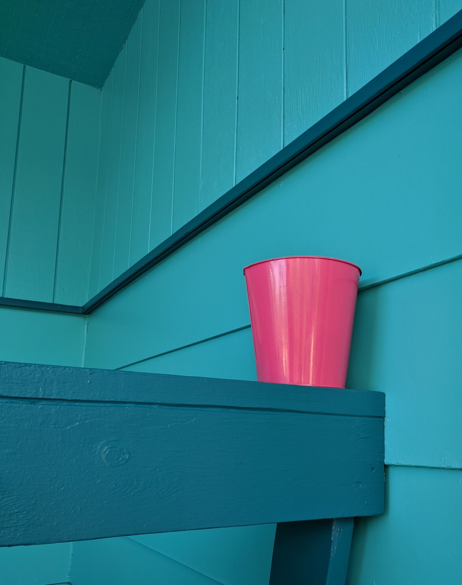 Google Pixel sample photo. Teal, blue, pink photography