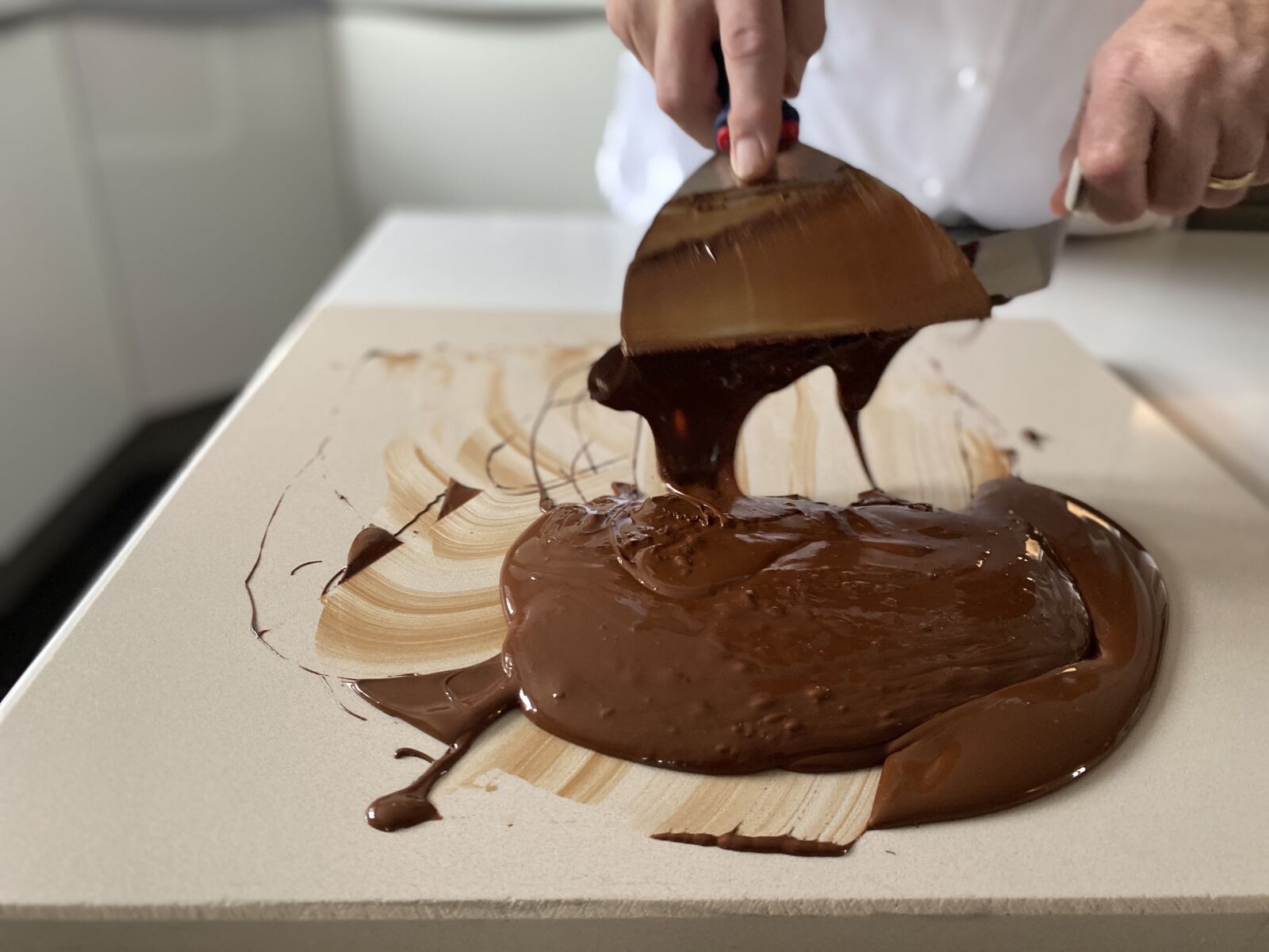 Apple iPhone 11 sample photo. Slab tempering, marble, chocolate photography