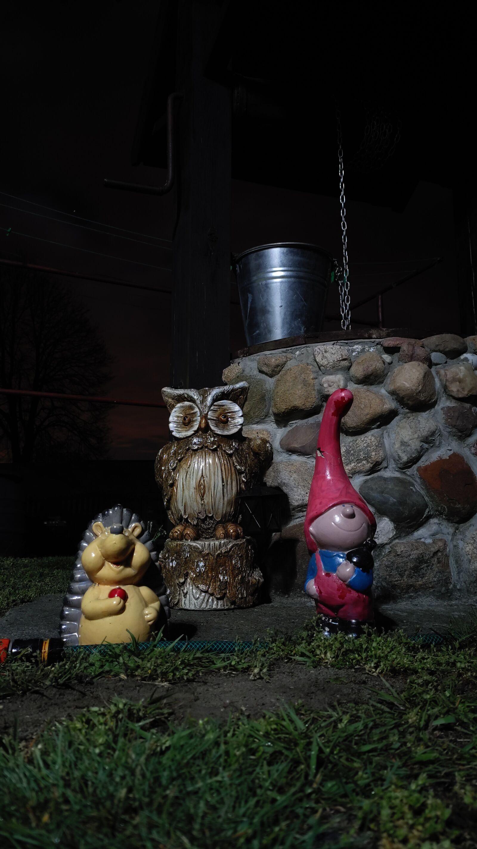 Xiaomi Mi 9T sample photo. Night, garden, figurines photography