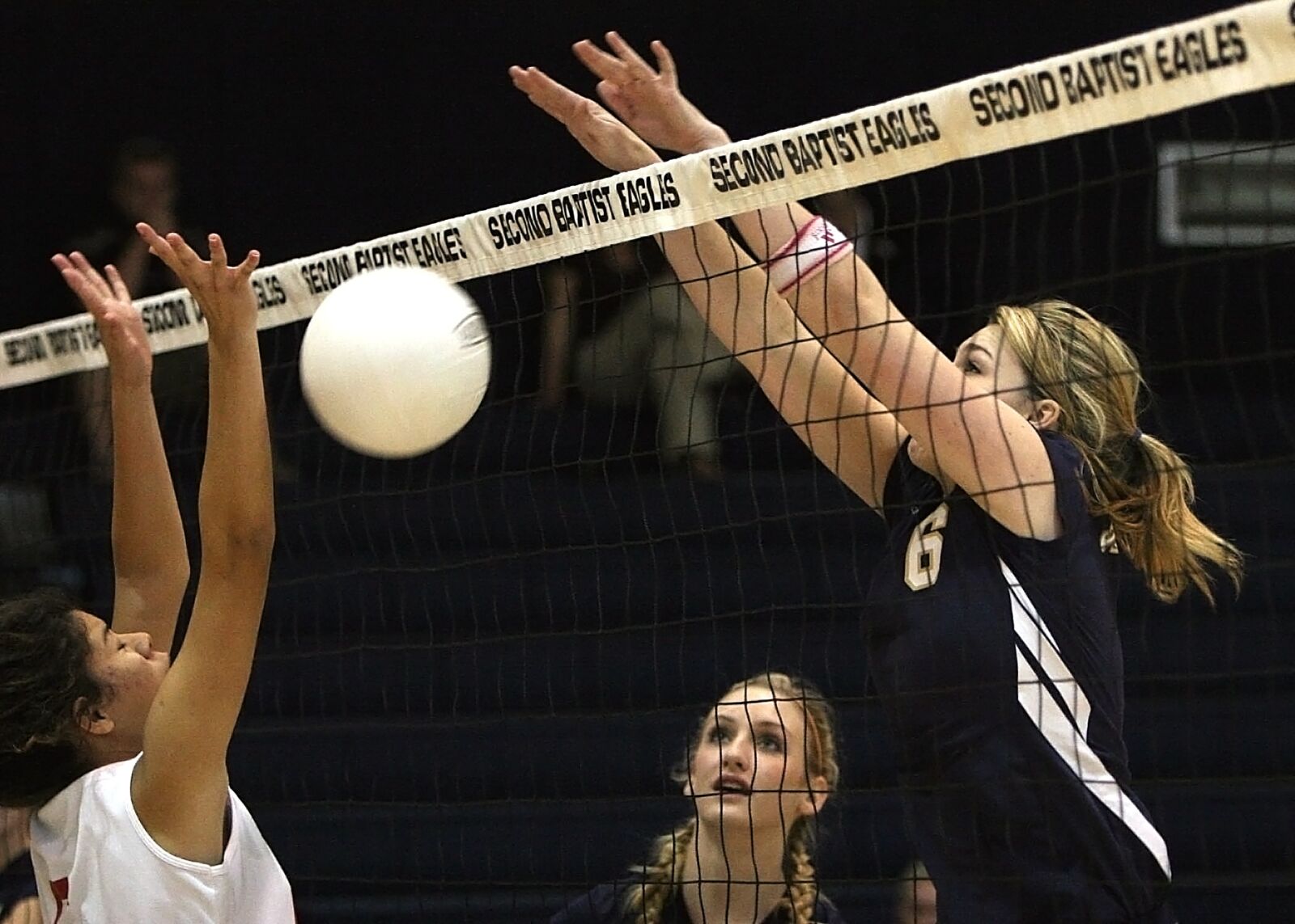 Canon EOS 20D sample photo. Volleyball, blocked shot, net photography
