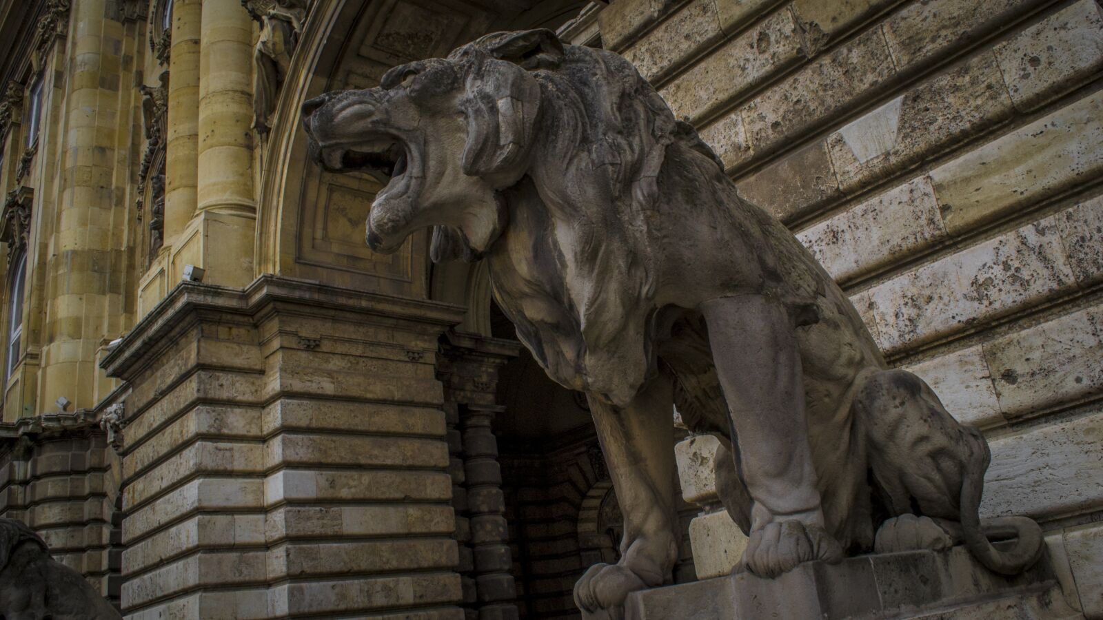 Nikon D3100 sample photo. Gate, lion, architectural photography