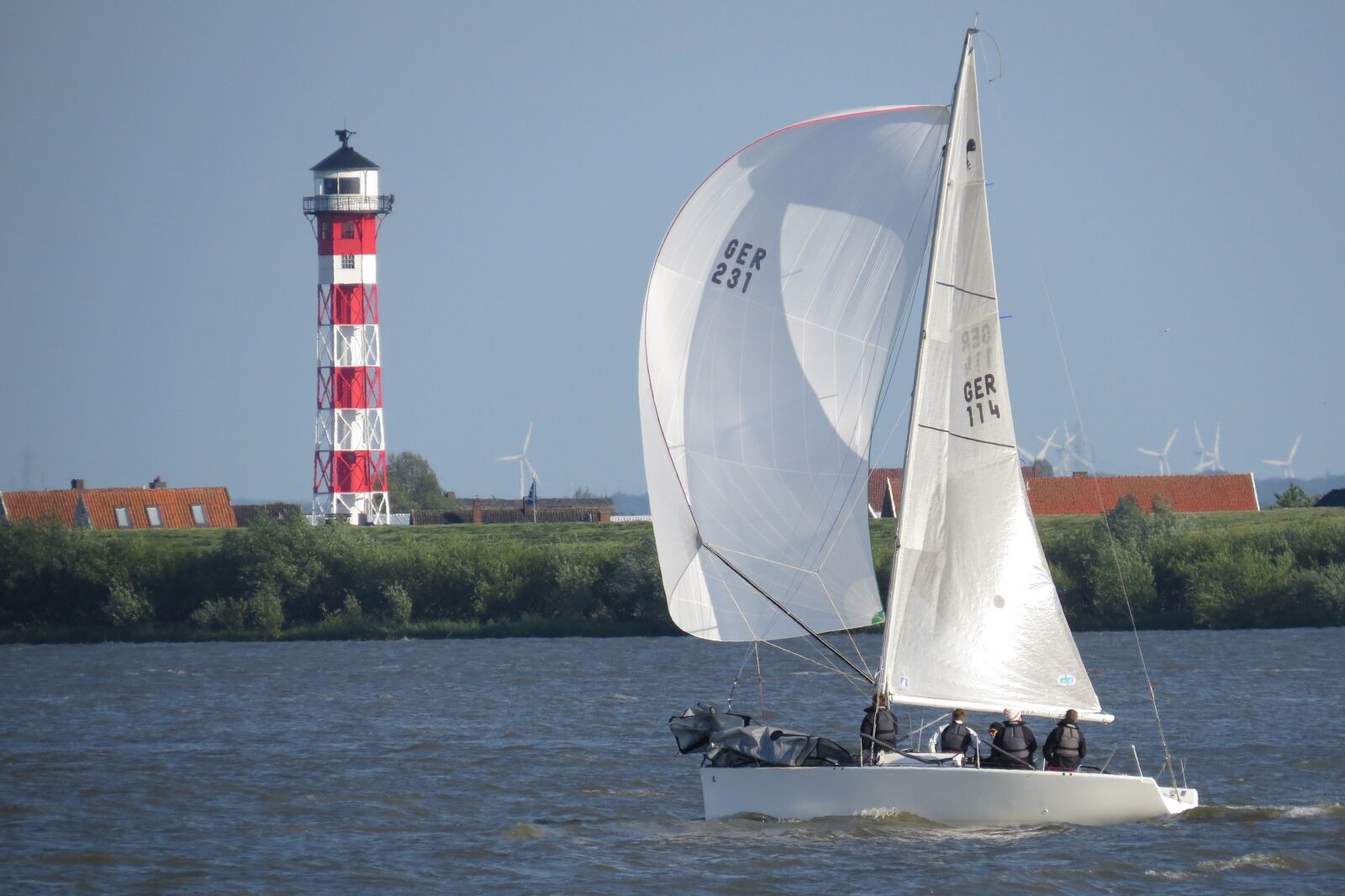 Canon PowerShot SX50 HS sample photo. Elbe, beacon, sailing boat photography