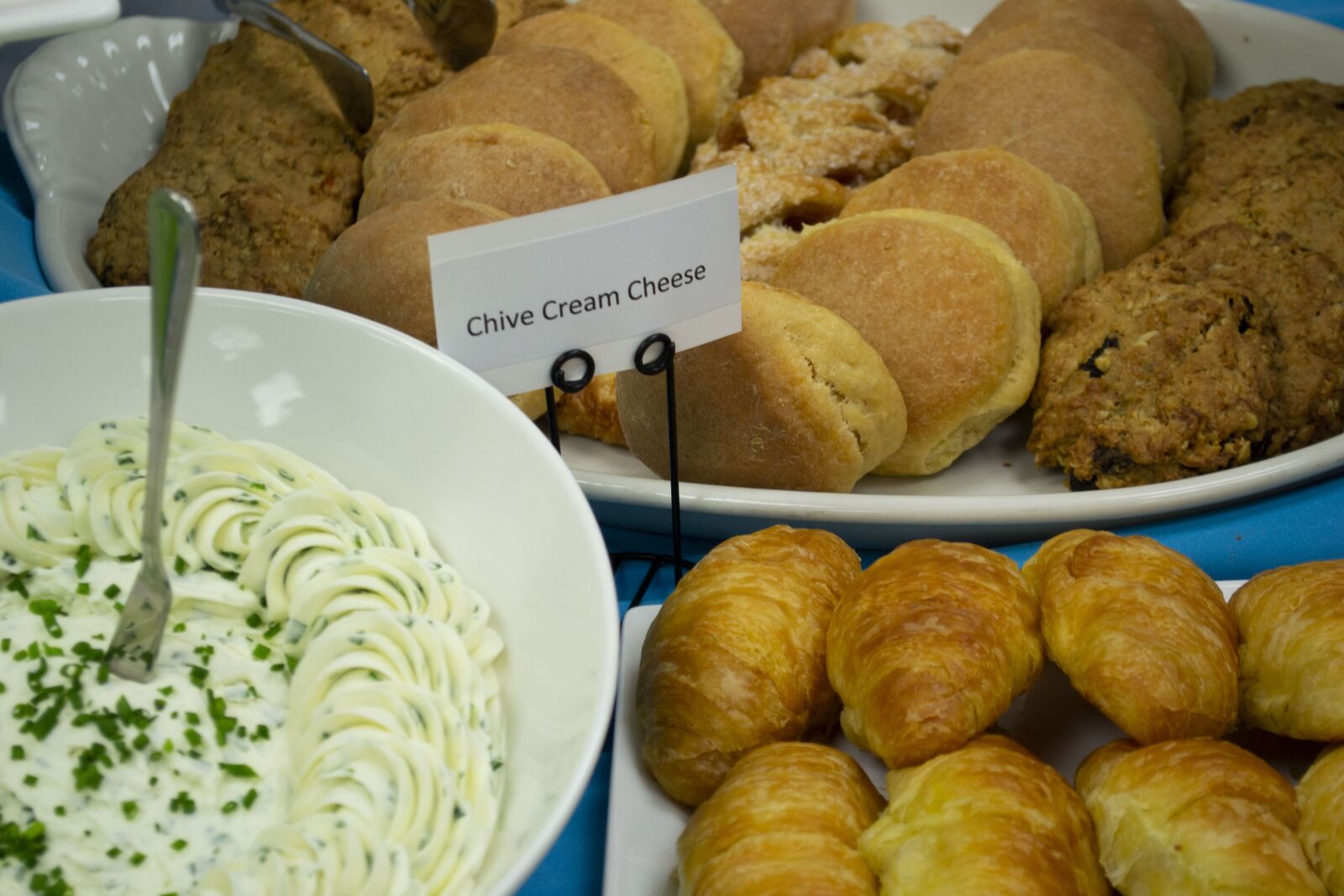 Nikon D3100 sample photo. Chive, cream cheese, croissants photography
