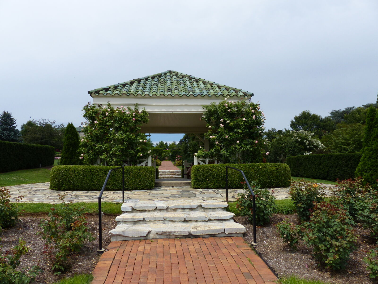 Panasonic Lumix DMC-FZ200 sample photo. Brick, paving, garden, gazebo photography