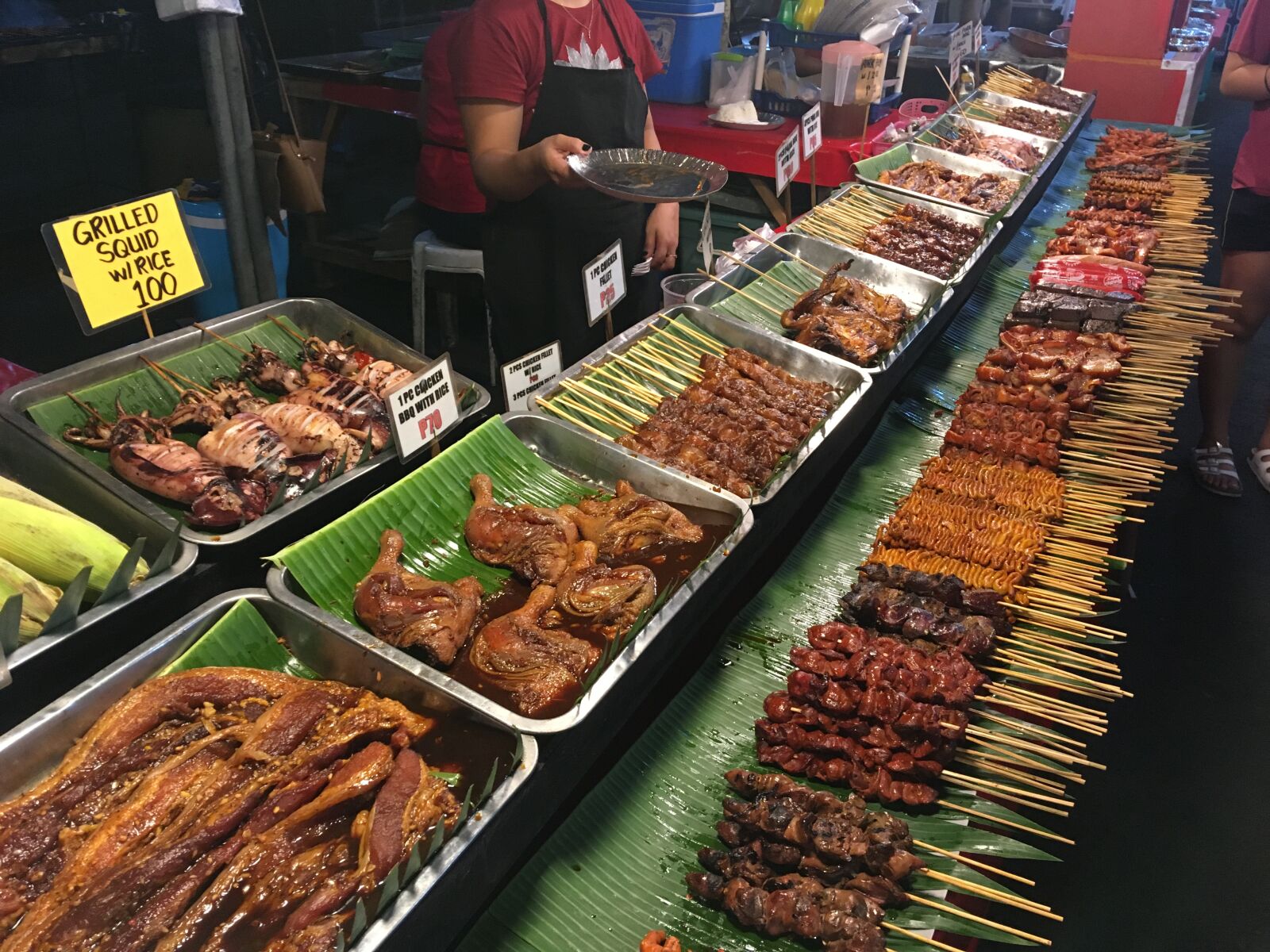 iPhone SE back camera 4.15mm f/2.2 sample photo. Street food, skewers, burmese photography