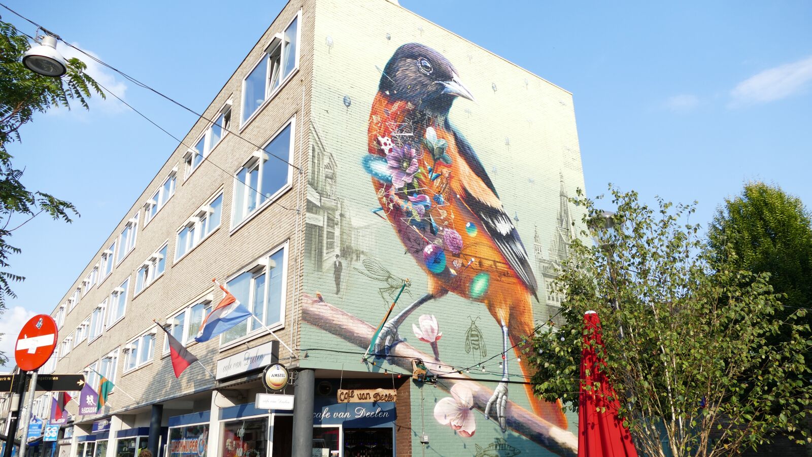 Panasonic Lumix DMC-FZ1000 sample photo. Nijmegen, wall painting, bird photography