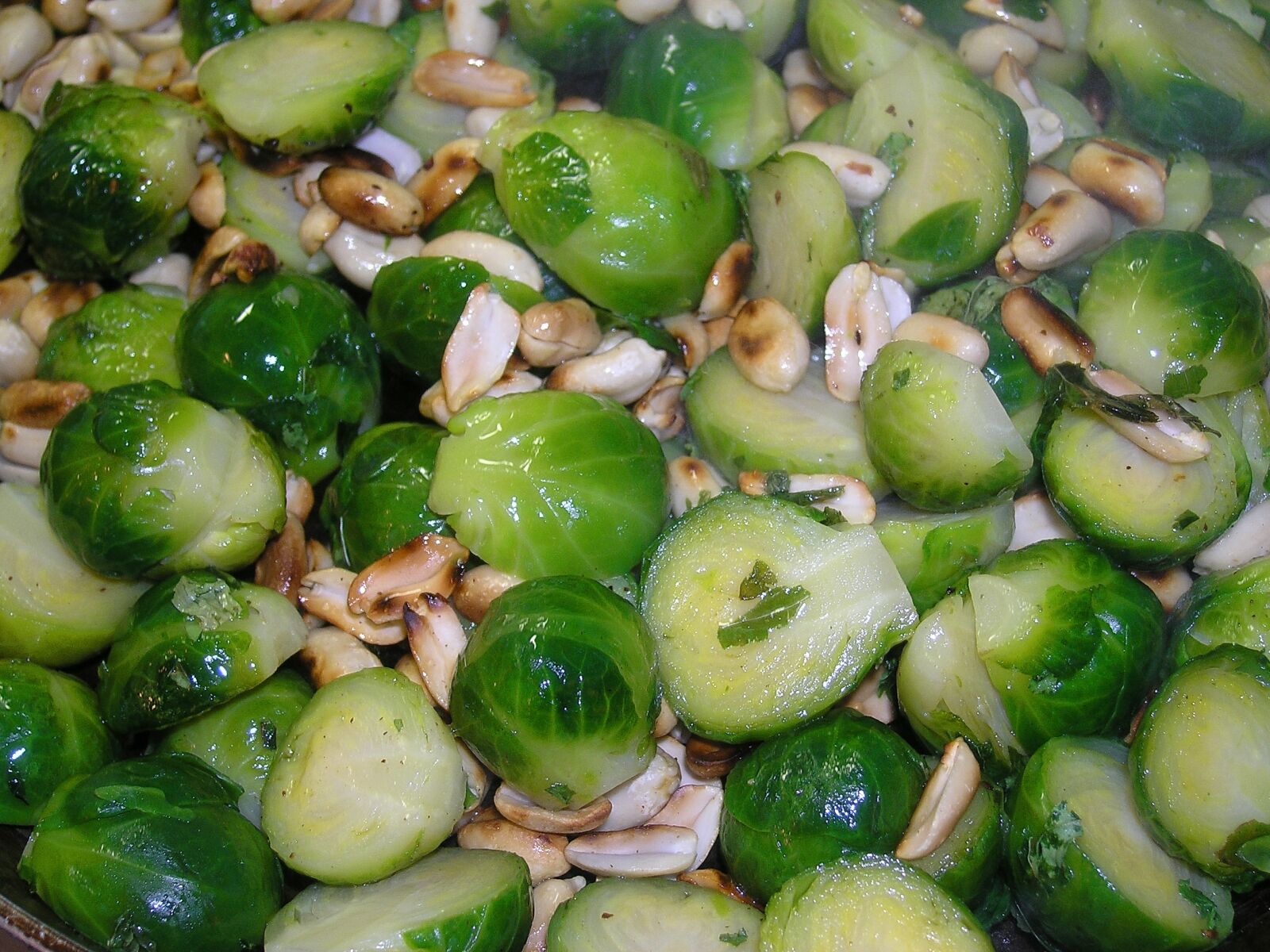 Olympus C5060WZ sample photo. Brussels sprouts, toasted, peanuts photography