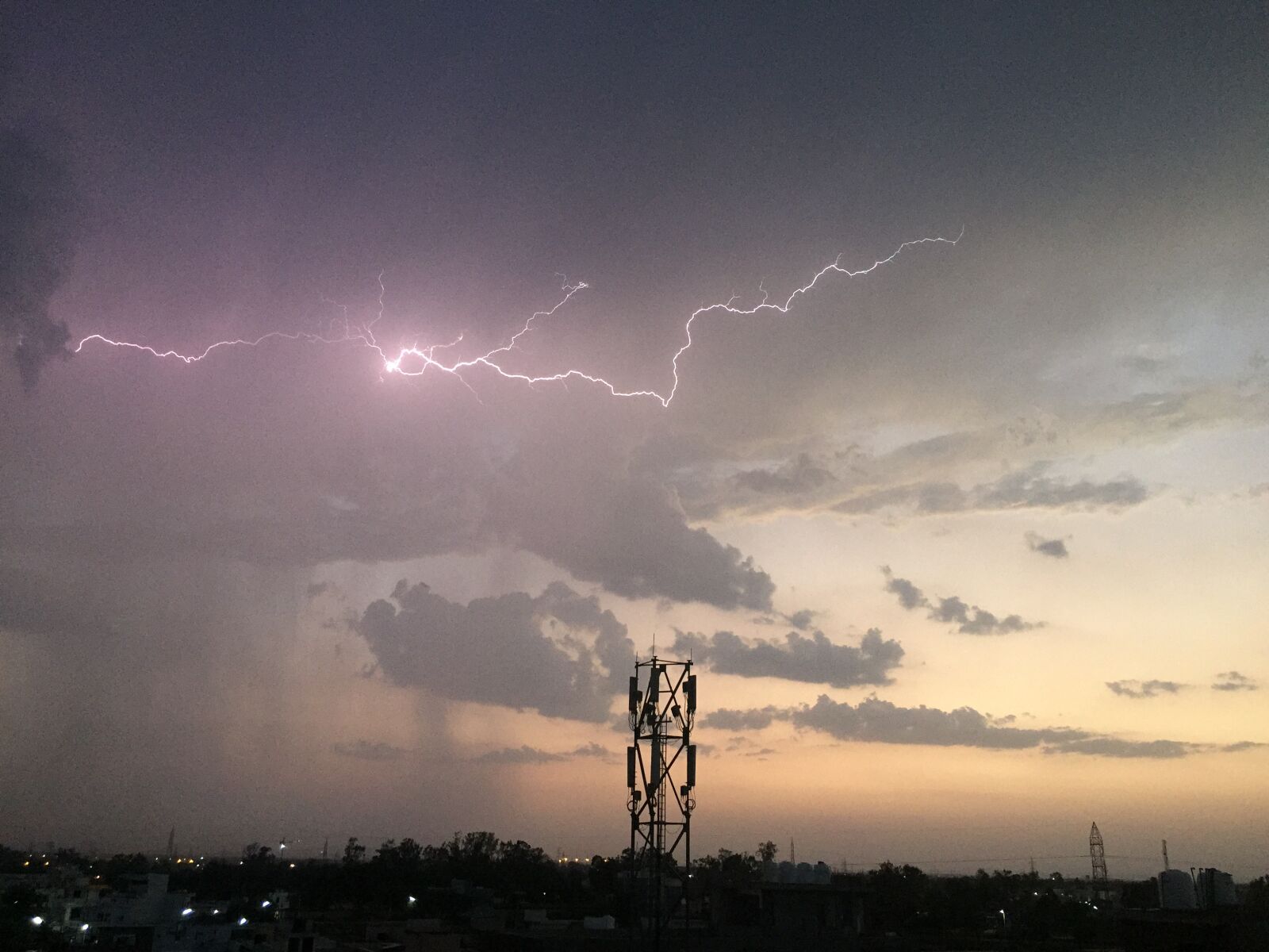 iPhone 6 back camera 4.15mm f/2.2 sample photo. Dusk, lightning, strike, sunset photography