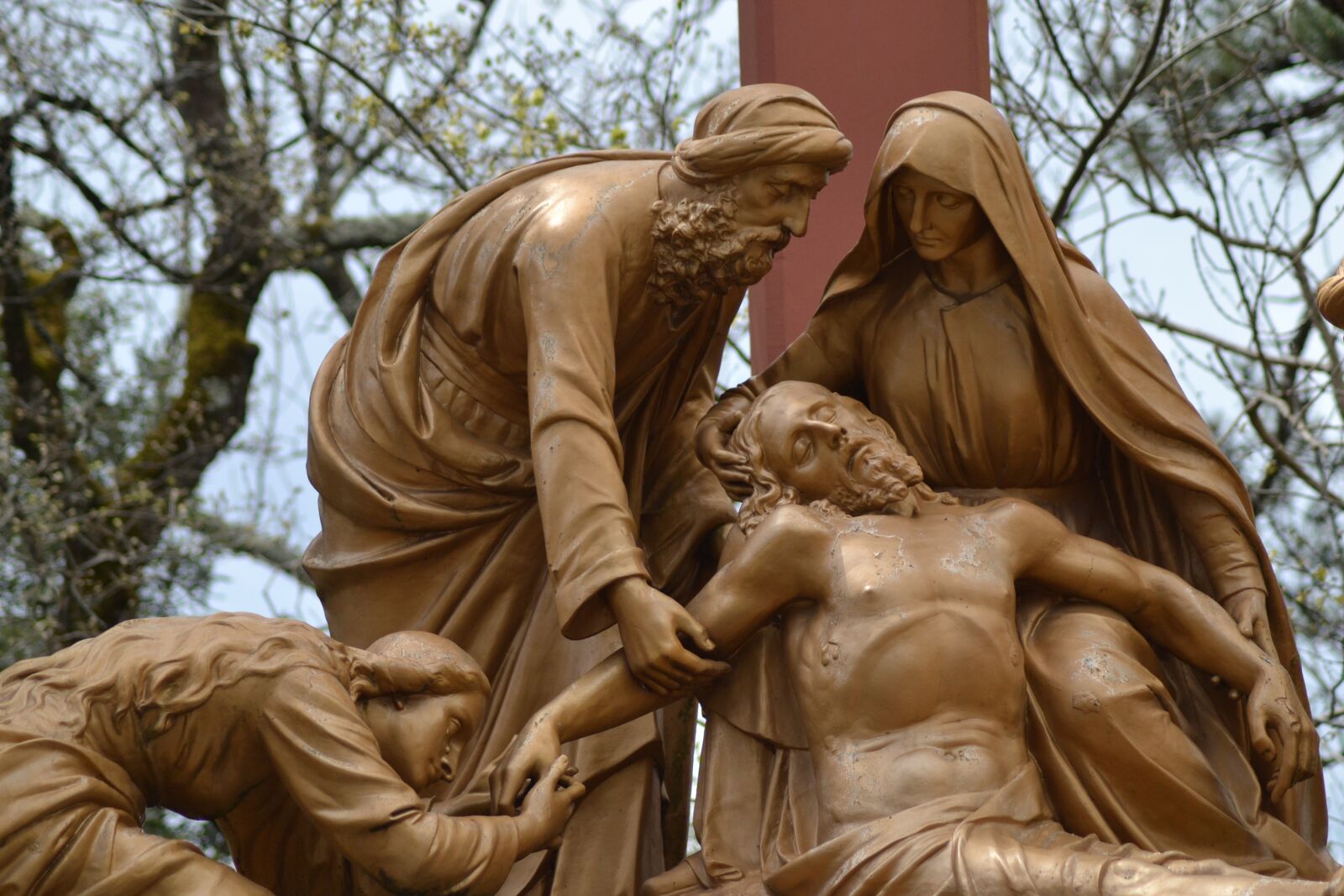 Nikon D3100 sample photo. Statues, path, cross photography