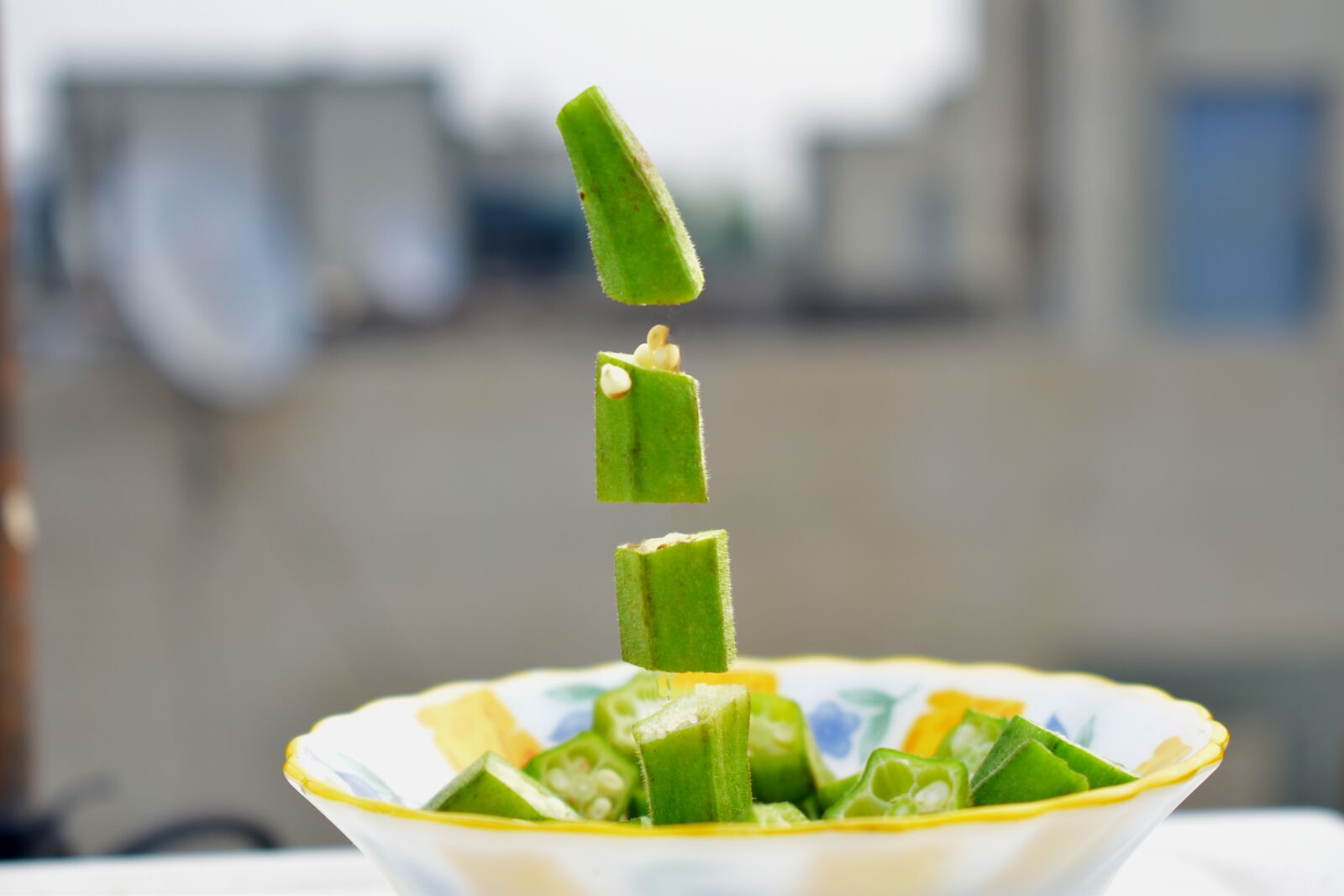 Nikon D5600 sample photo. Okra sliced, levitate, lady's photography