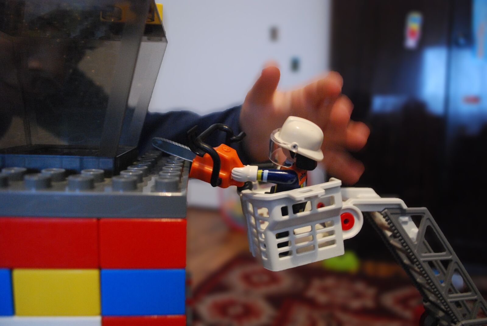 Nikon D60 sample photo. Firefighter, toy, with saw photography