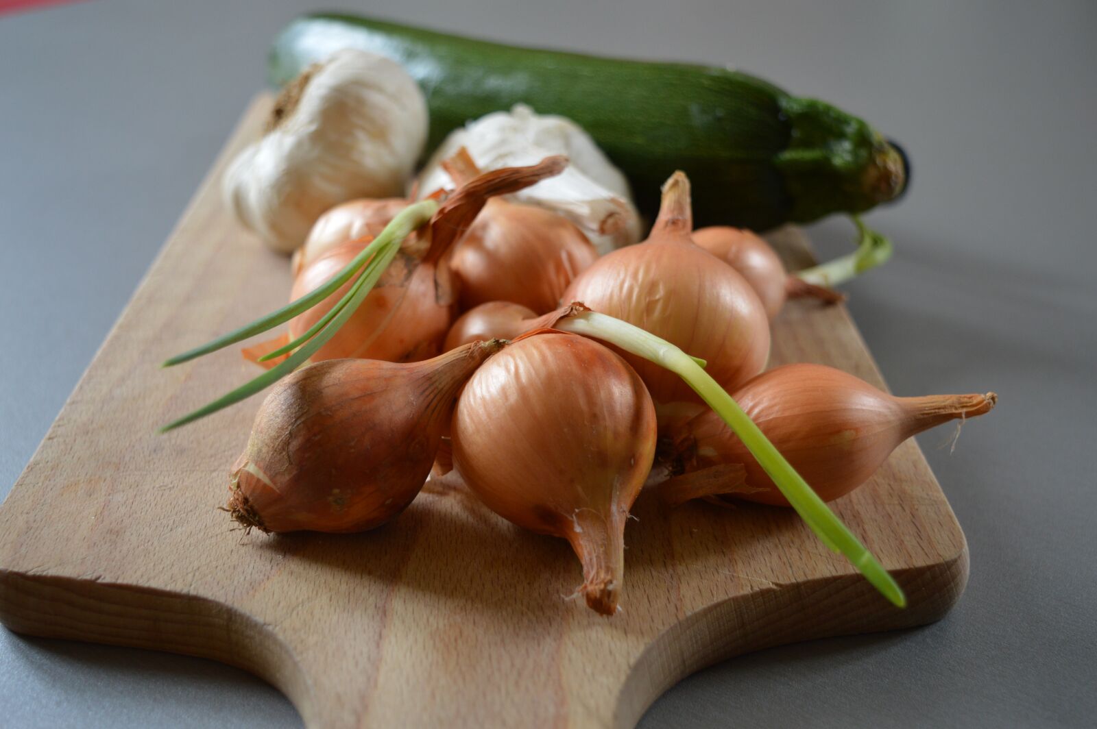 Nikon D3200 sample photo. Onions, garlic, zucchini photography