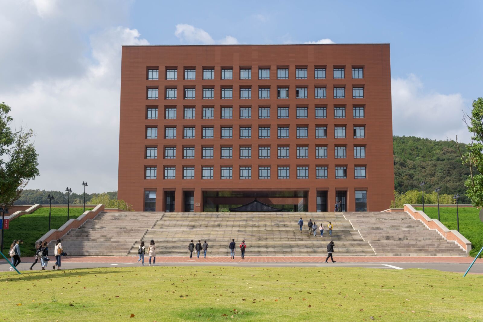Sony a5100 sample photo. Library, red, building photography
