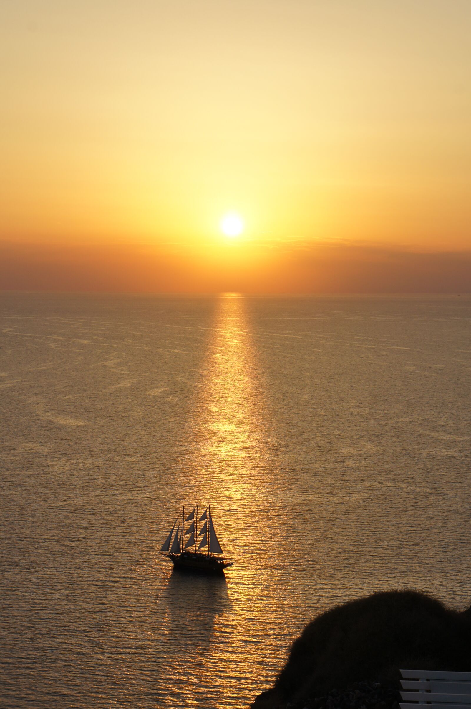Sony Alpha NEX-5 sample photo. Santorini, sunset, ship photography
