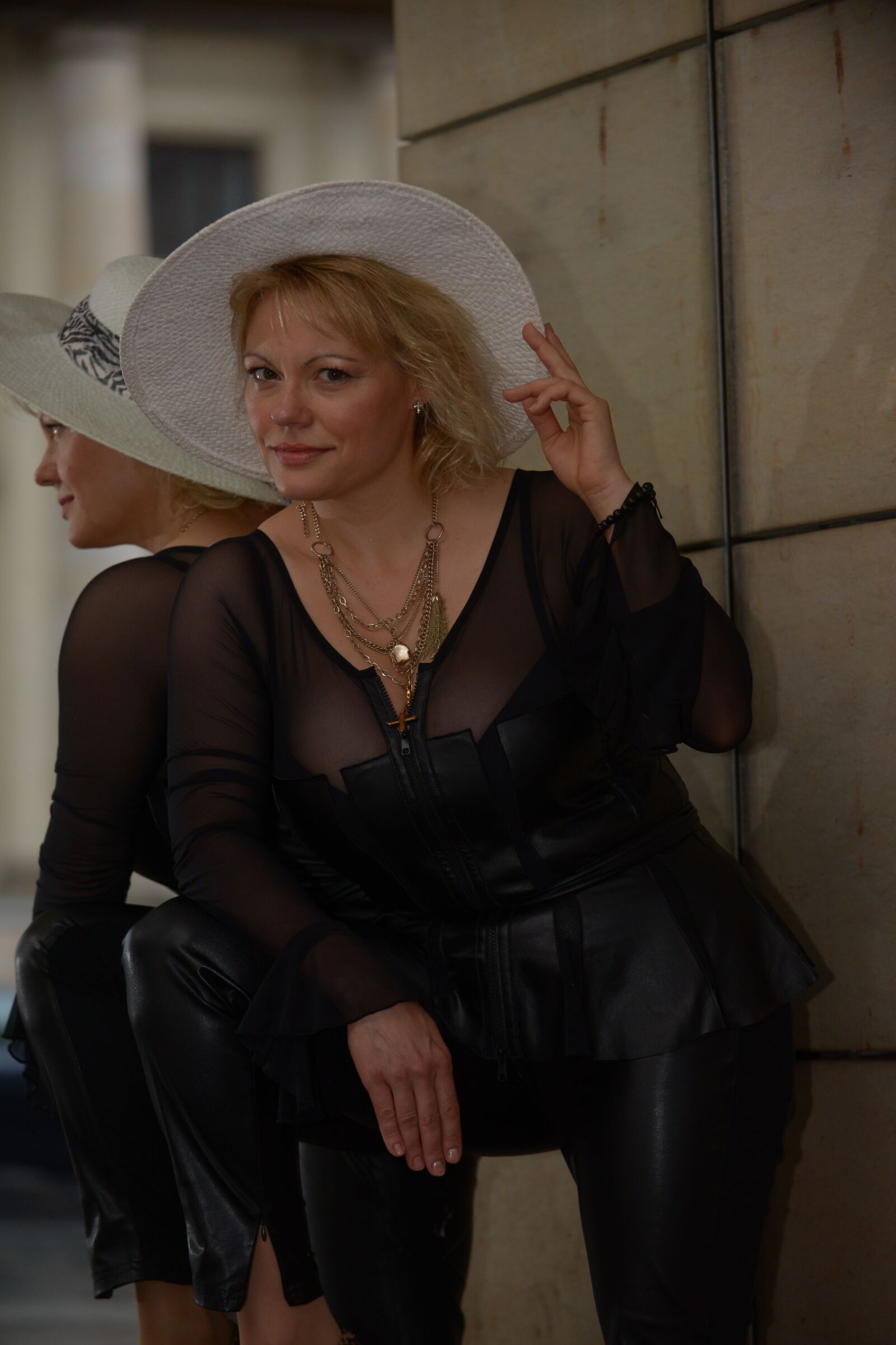 Nikon D600 sample photo. Solvig, luxury, leather dress photography