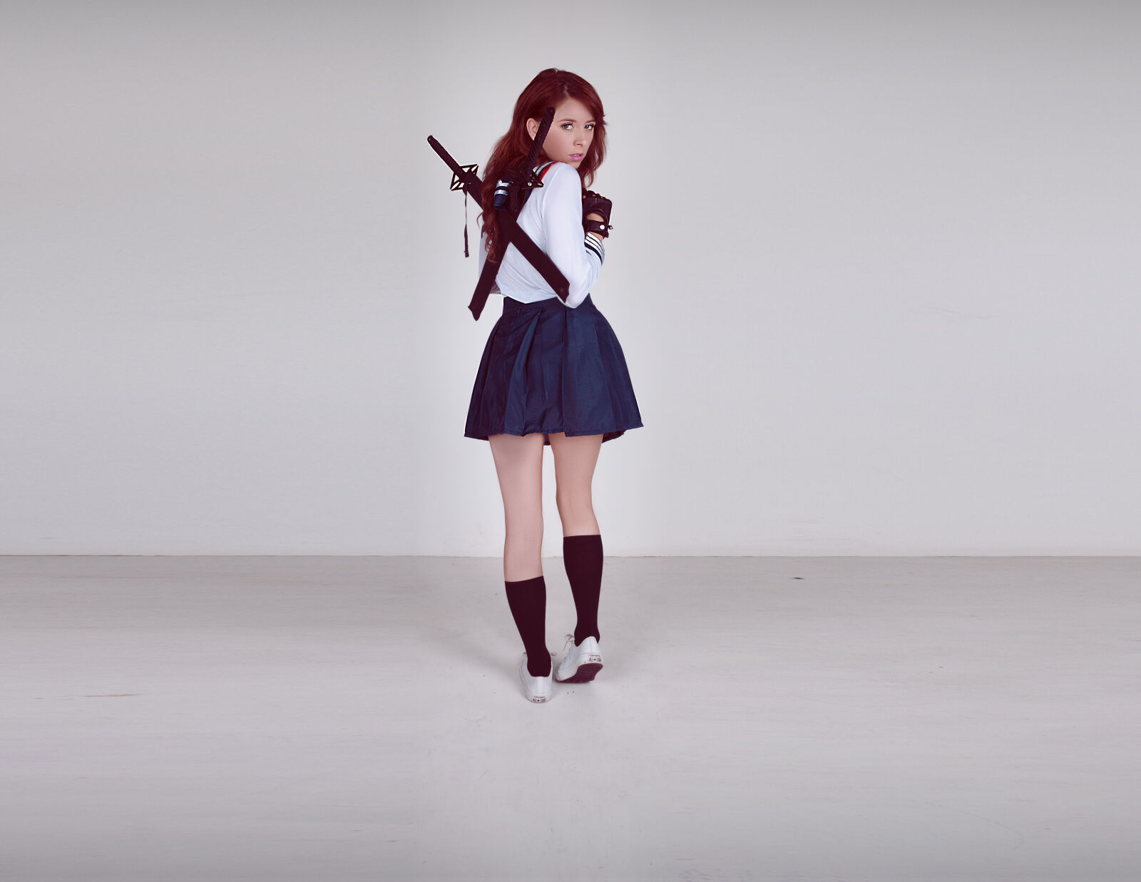 Canon EOS 600D (Rebel EOS T3i / EOS Kiss X5) sample photo. Cosplay, girl, schoolgirluniform, sword photography