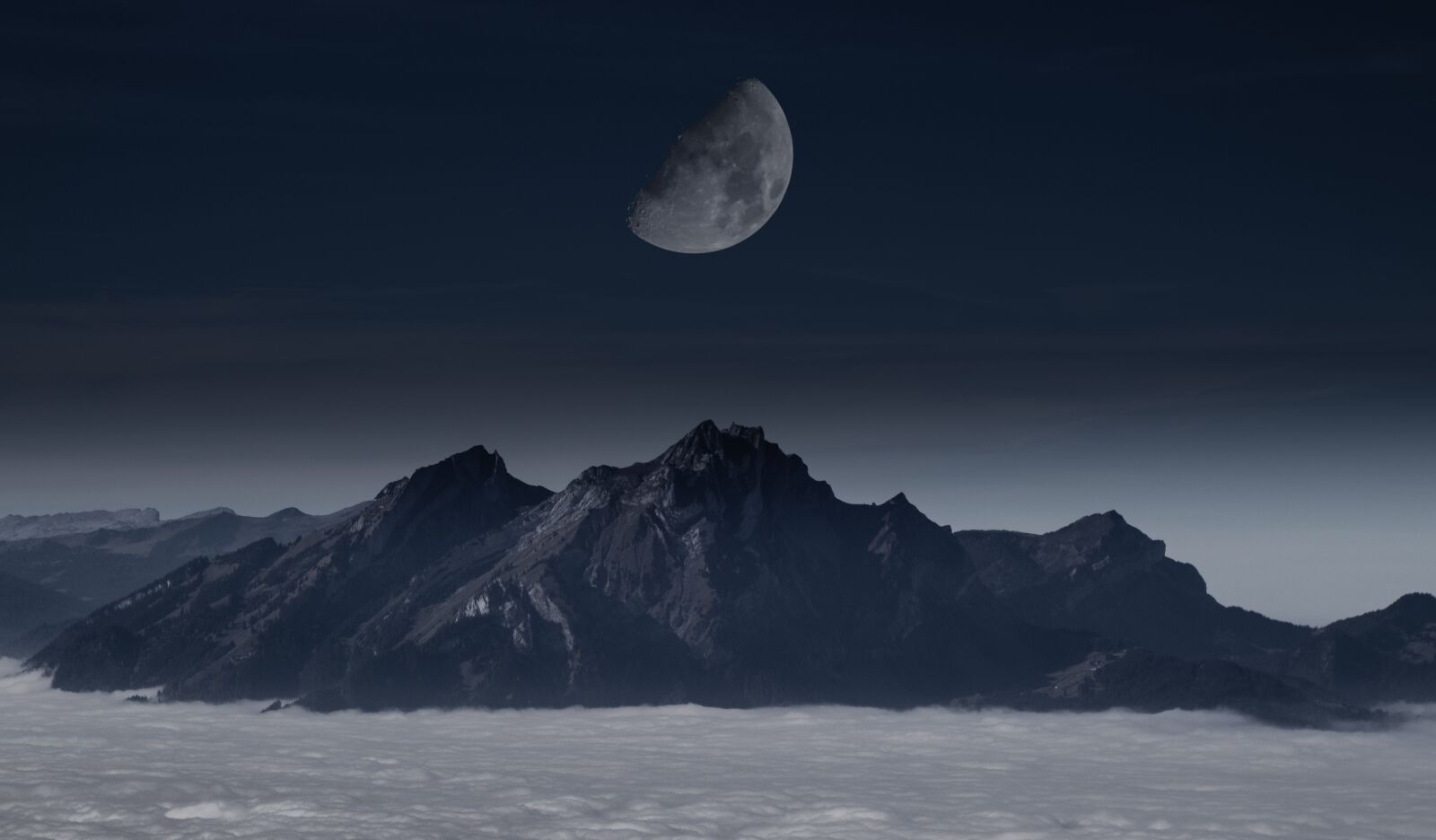 Canon EOS 1300D (EOS Rebel T6 / EOS Kiss X80) sample photo. Moon, mountain, sky photography