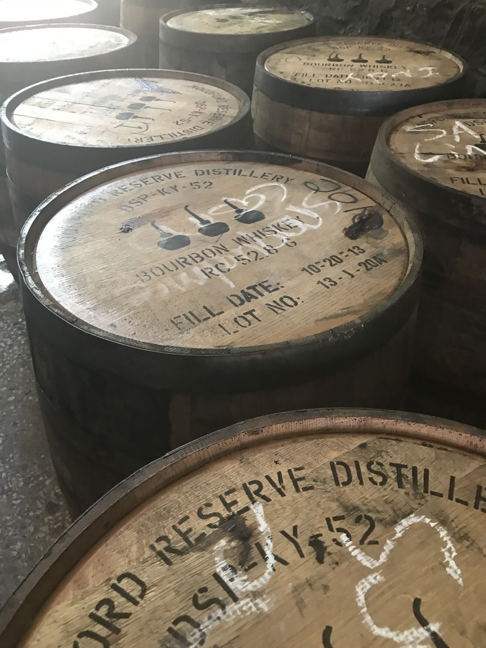iPhone 7 Plus back dual camera 3.99mm f/1.8 sample photo. Barrels, whisky, kentucky bourbon photography