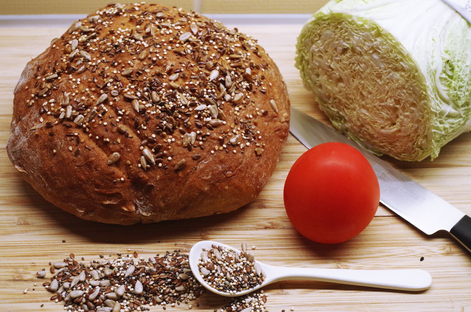 Pentax K-500 sample photo. Bread, home, seeds photography