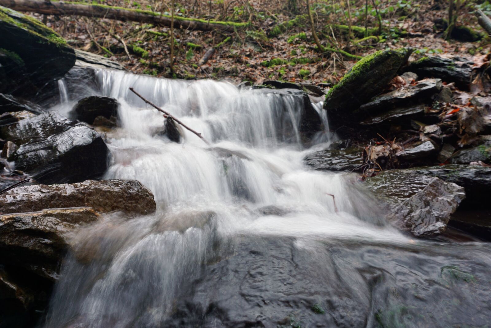 Sony a6000 sample photo. Waterfall, stones, water photography