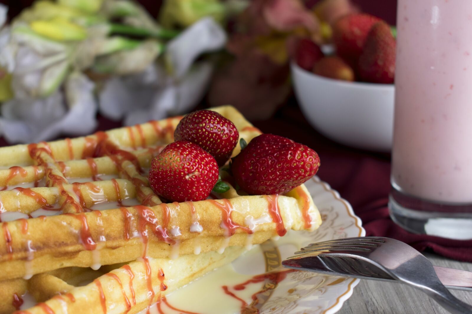 Nikon D3400 sample photo. Wafer, viennese waffles, dessert photography