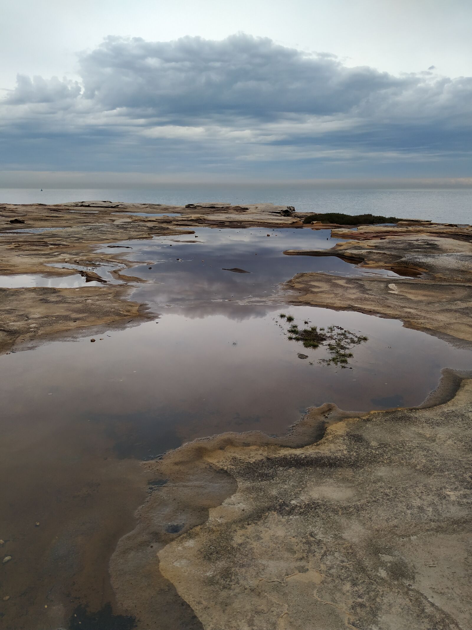 Xiaomi Mi A2 sample photo. Reflection, rockpools, clouds photography