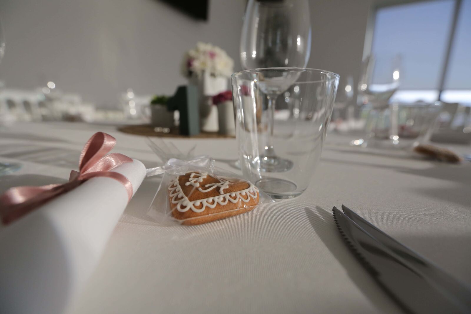 Canon EF 16-35mm F2.8L II USM sample photo. Biscuit, dinner table, glass photography