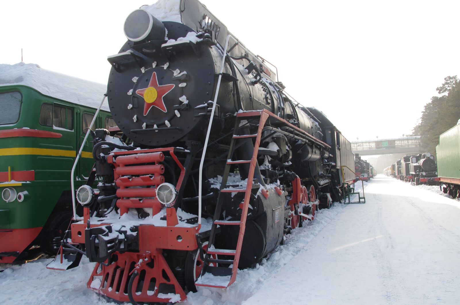 Pentax K-5 sample photo. Steam locomotive, winter, historically photography
