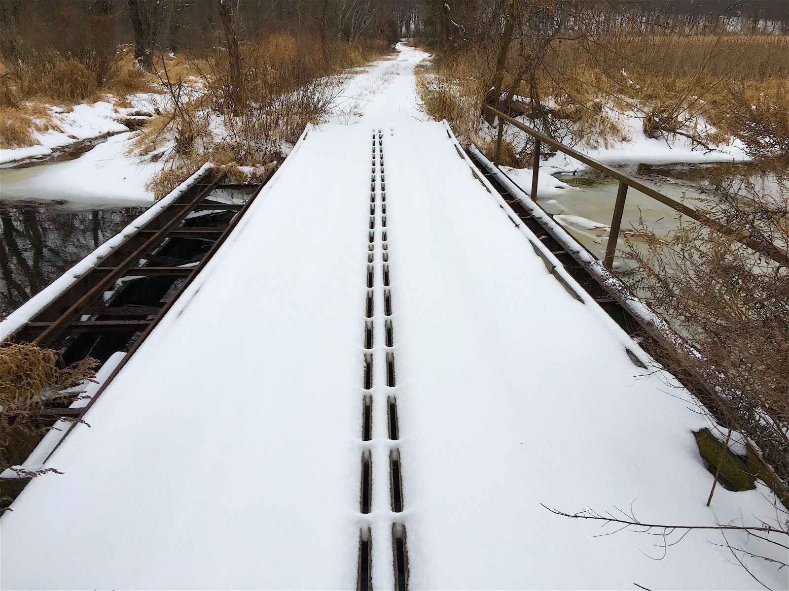 Apple iPhone 6s sample photo. Snow, trail, bridge photography