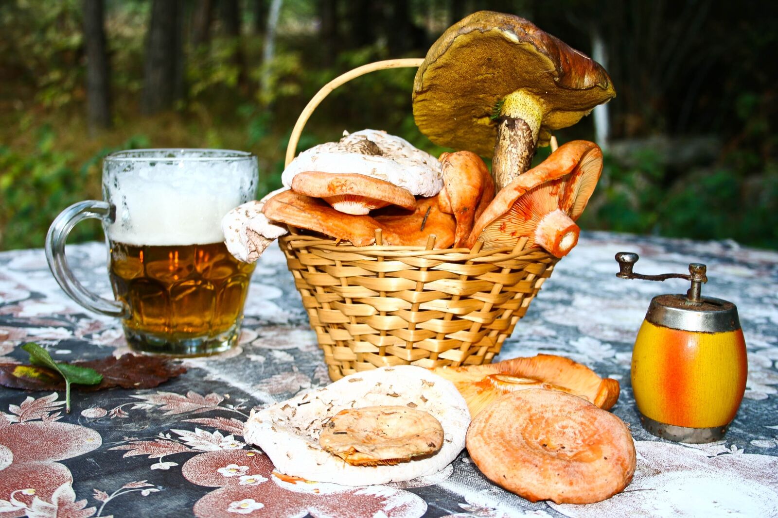 Canon EOS 350D (EOS Digital Rebel XT / EOS Kiss Digital N) sample photo. Mushrooms, beer, table photography