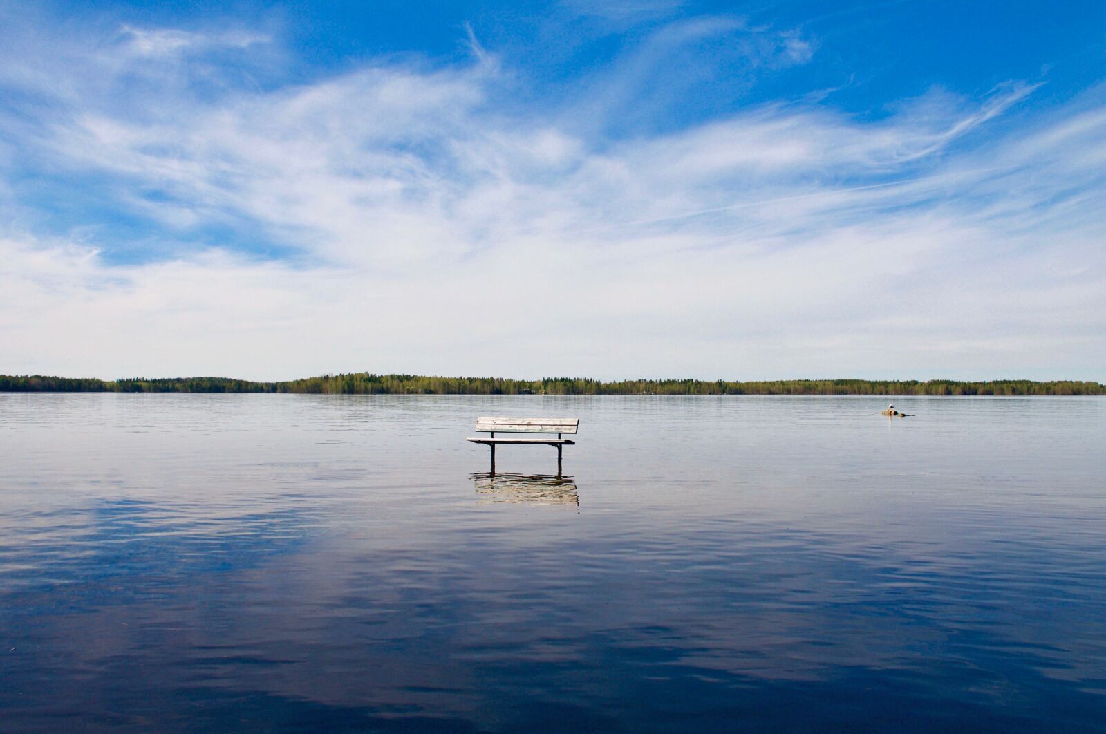 Nikon D300S sample photo. Lake, bench, landscape photography