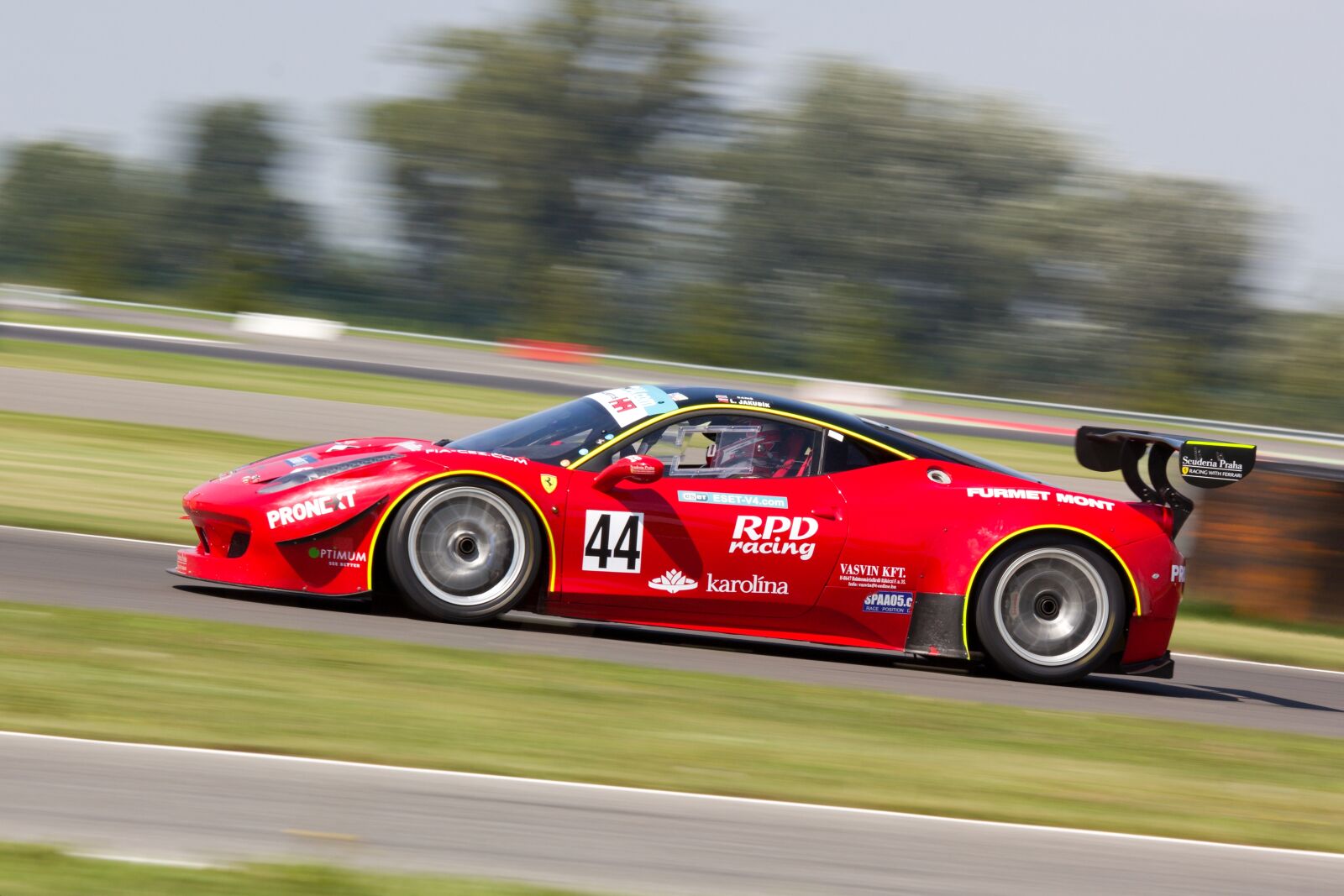 Canon EF 70-200mm F4L IS USM sample photo. Red, racing, car, on photography