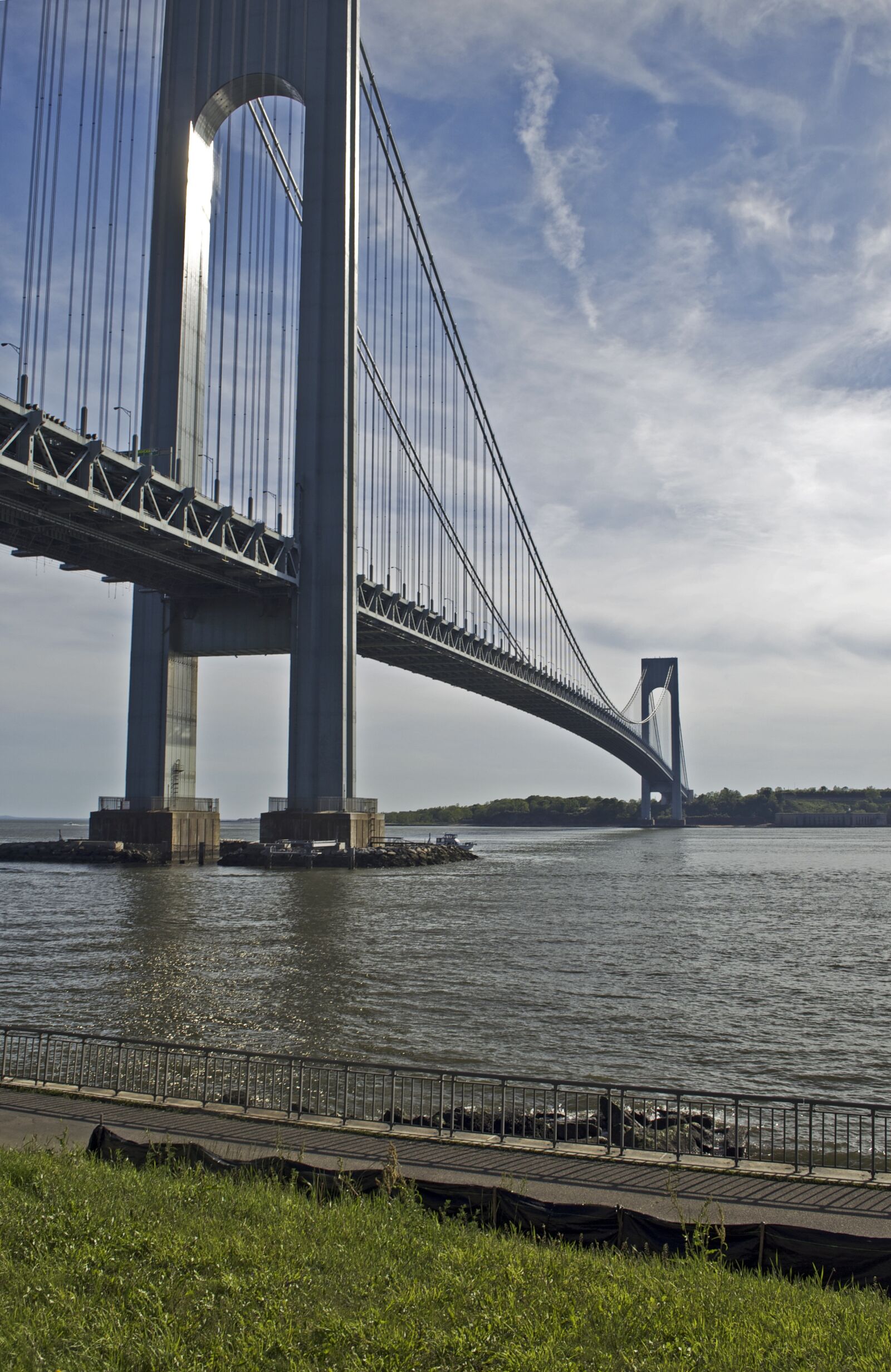 Nikon D5100 sample photo. Verazanno bridge, clouds, harbor photography
