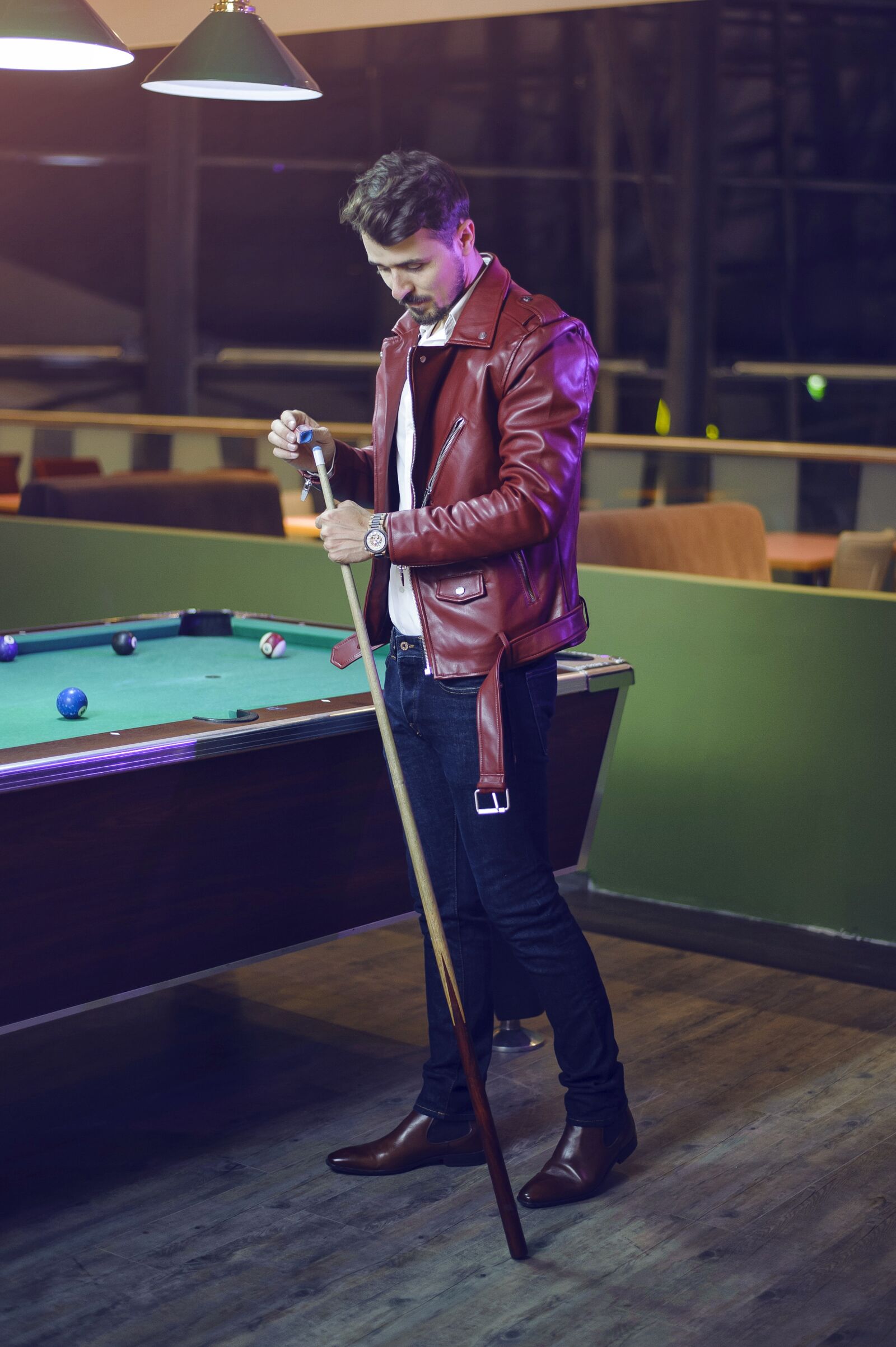Nikon D700 sample photo. Guy playing billiard, pool photography
