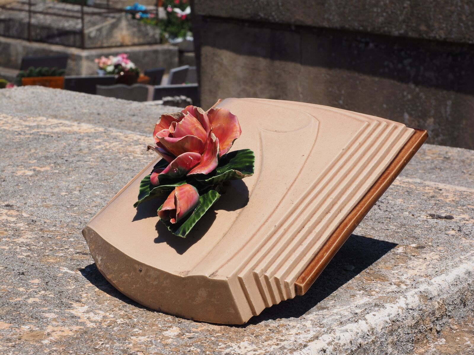 Olympus OM-D E-M1 + Olympus M.Zuiko Digital ED 12-40mm F2.8 Pro sample photo. Grave decoration, book, rose photography