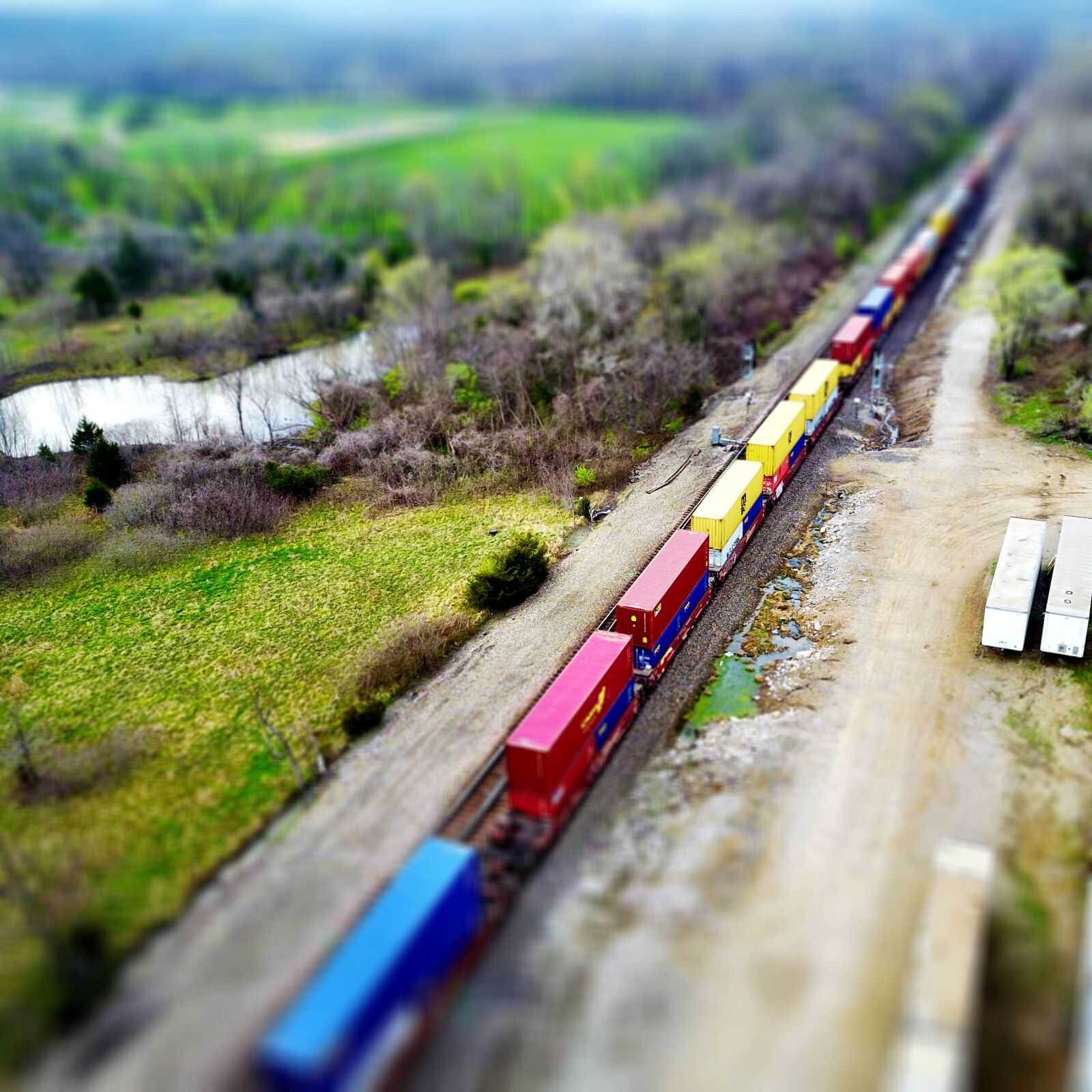 DJI FC220 sample photo. Aerial, train photography