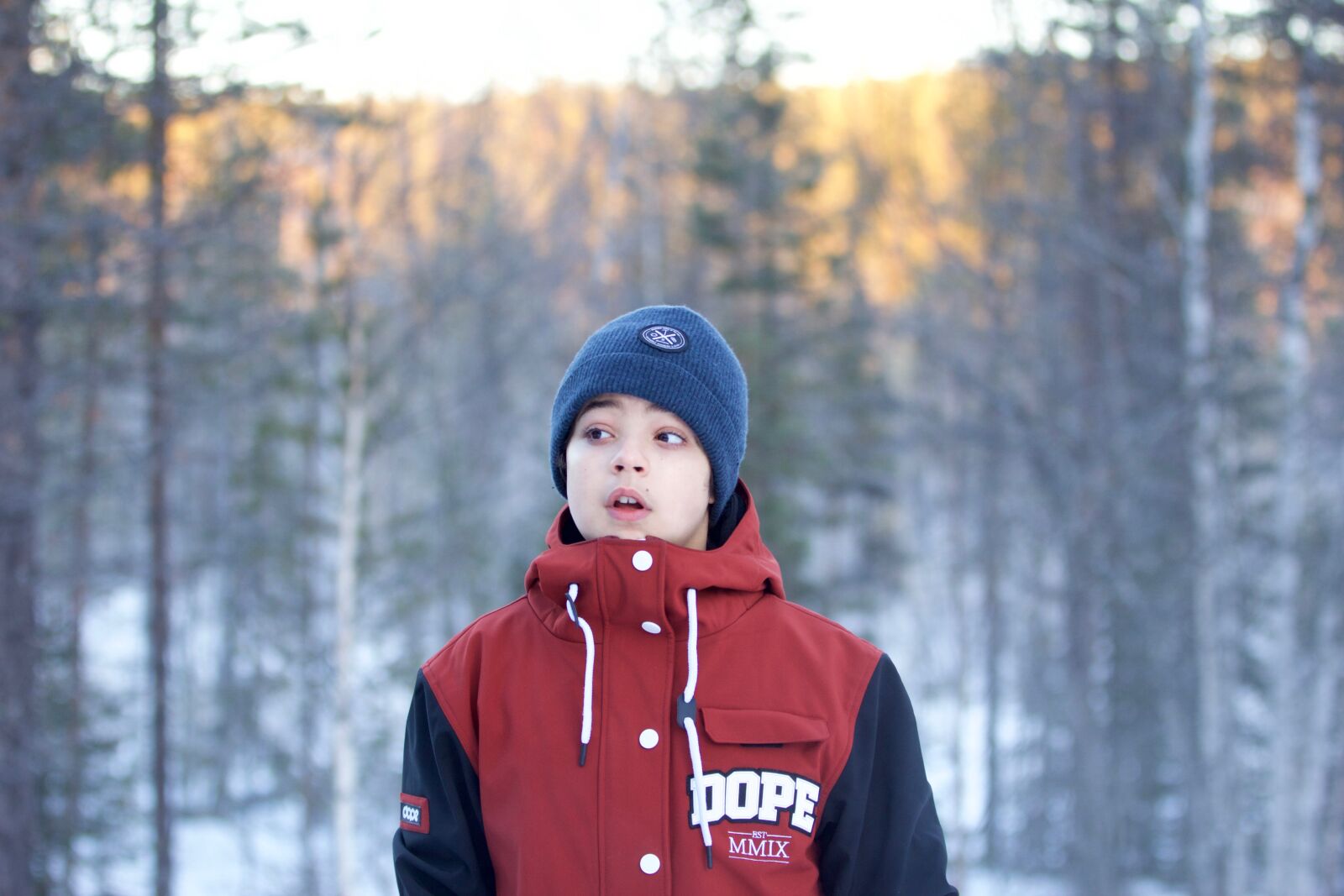 Canon EOS 60D sample photo. Boy, snow, forest photography