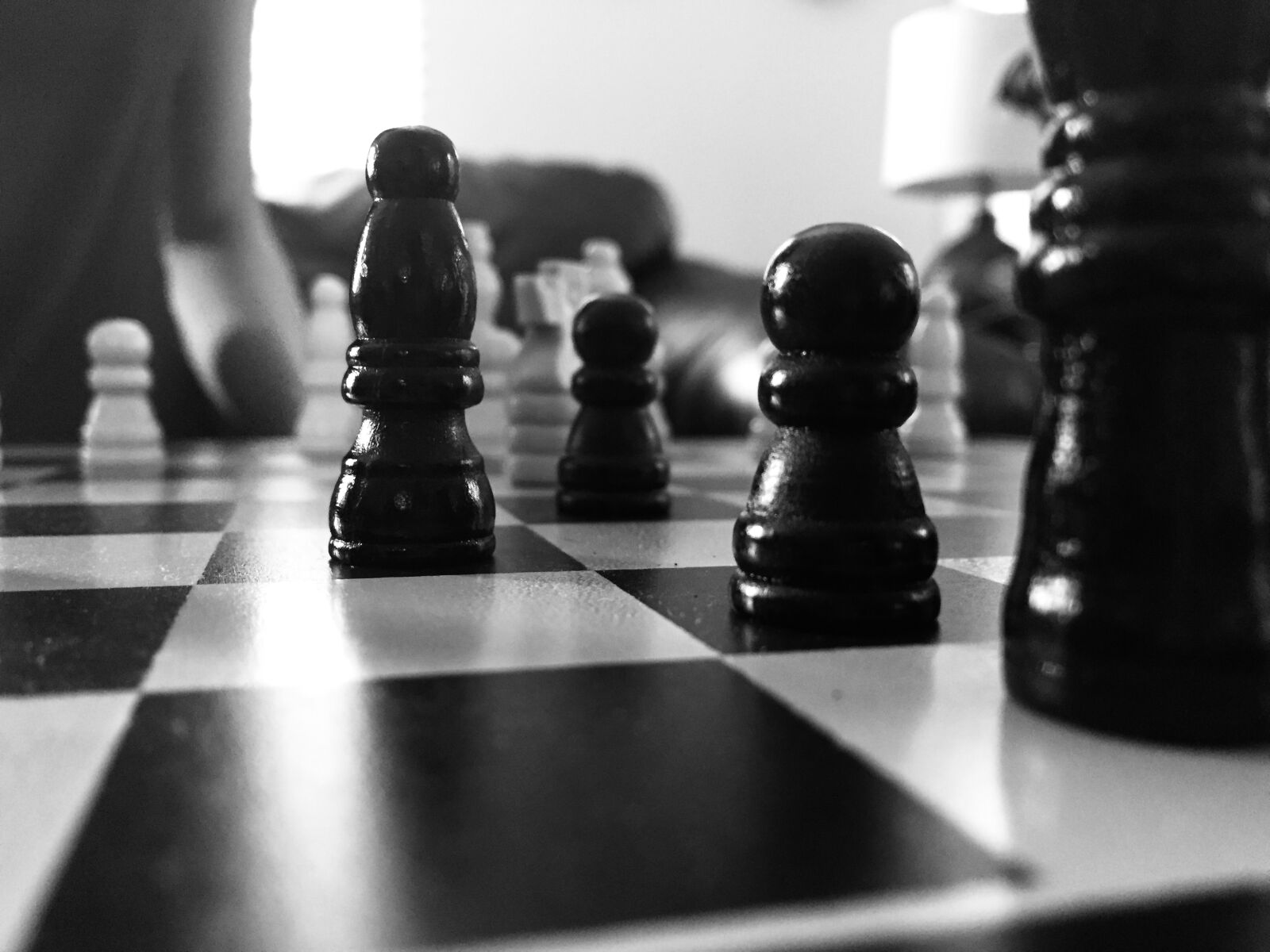 iPhone 6 back camera 4.15mm f/2.2 sample photo. Grayscale, photography, of, chess photography