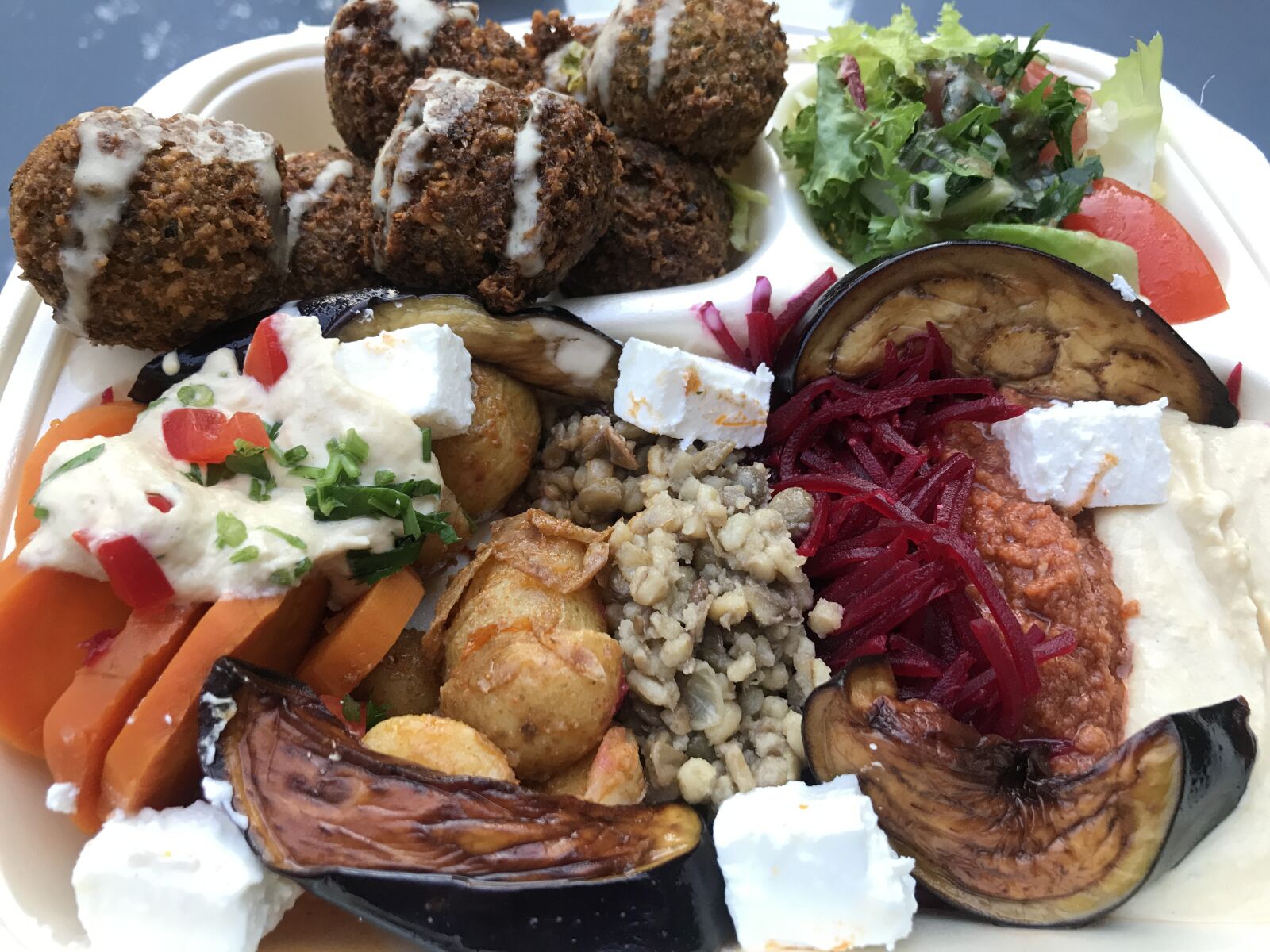 iPhone 7 back camera 3.99mm f/1.8 sample photo. Falafel plate, oriental, eat photography