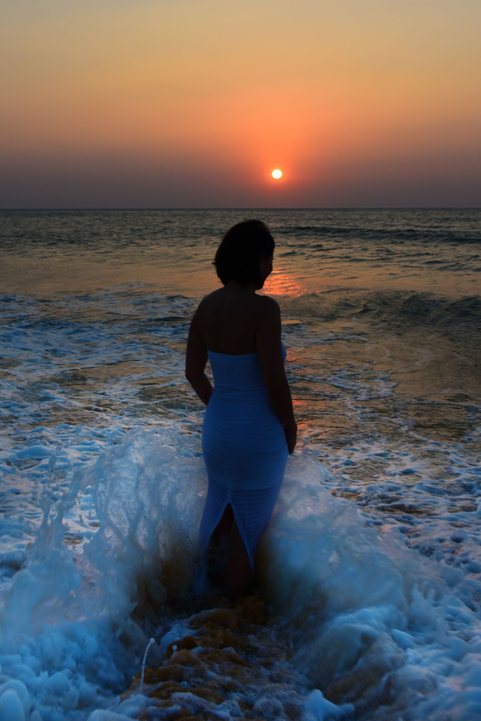Nikon D7200 sample photo. Sunset, sea, woman photography