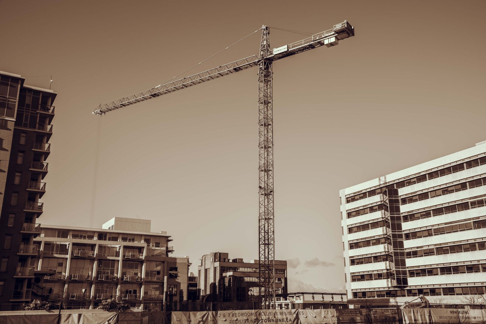Nikon D750 sample photo. Crane, construction, sepia photography