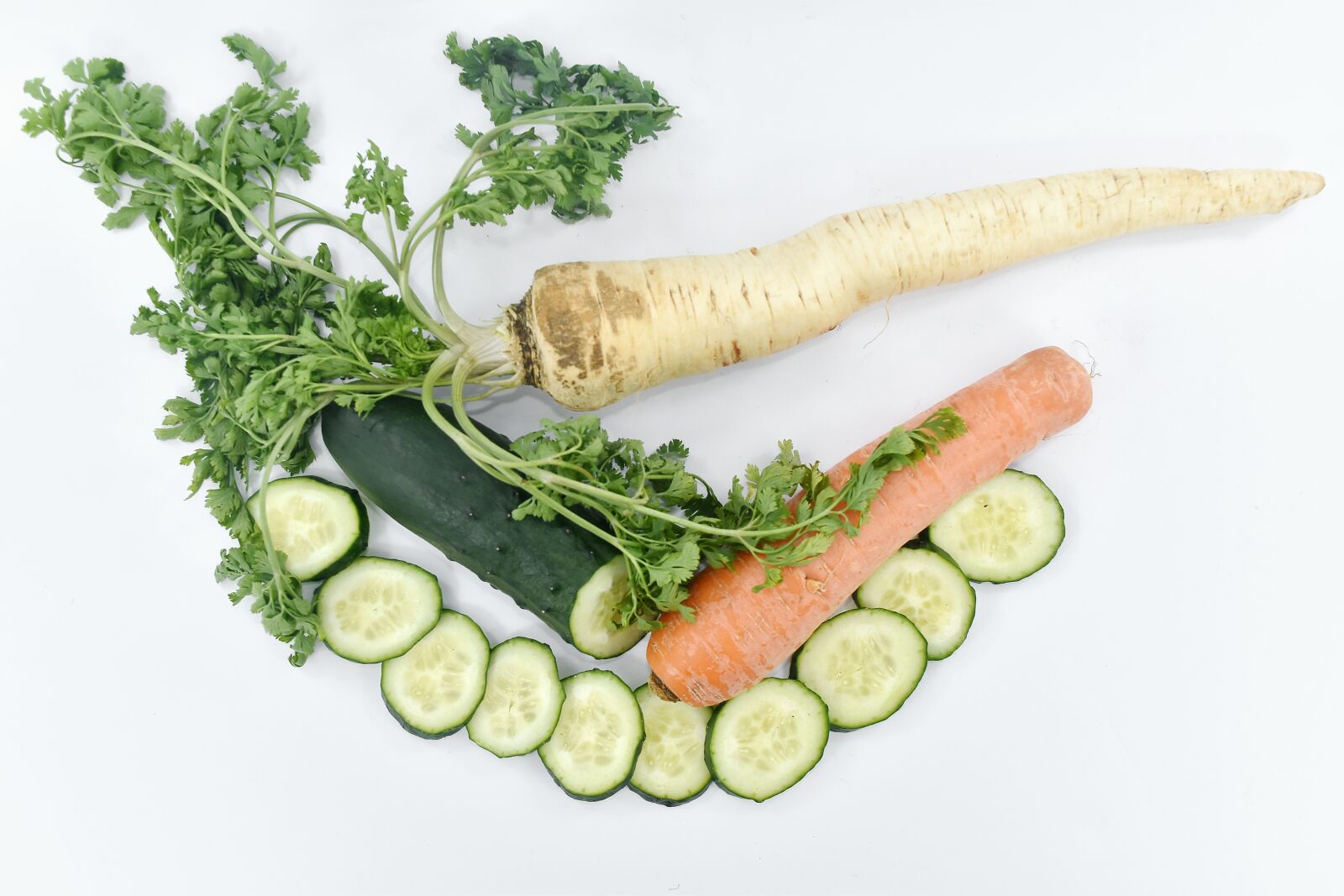 Nikon D5500 sample photo. Carrot, cucumber, parsley, roots photography