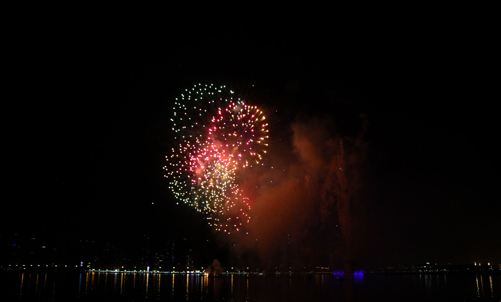 Canon EF-S 18-55mm F3.5-5.6 IS sample photo. Bright, colours, dubai, fireworks photography