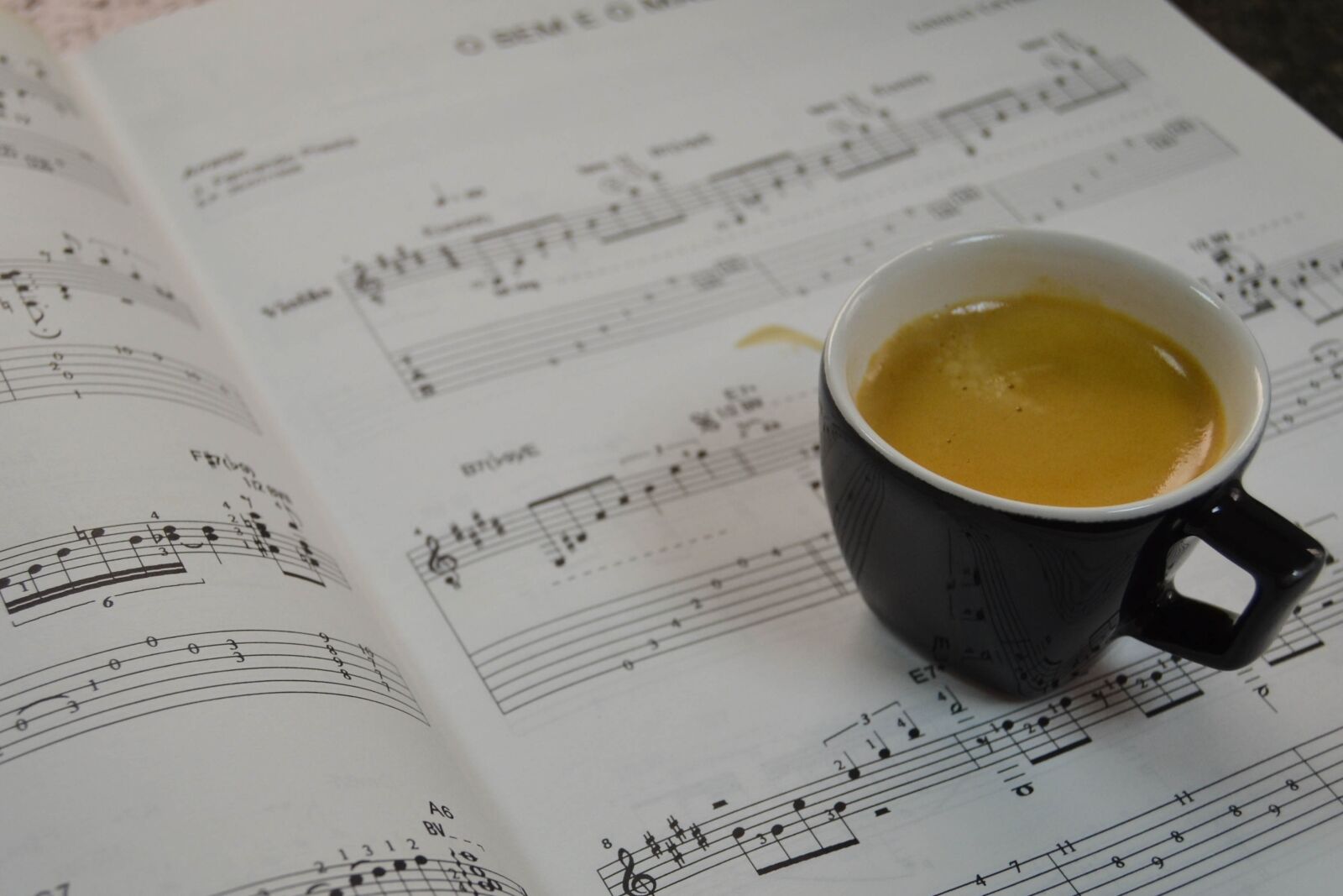 Nikon D3100 sample photo. Coffee, music sheet, music photography
