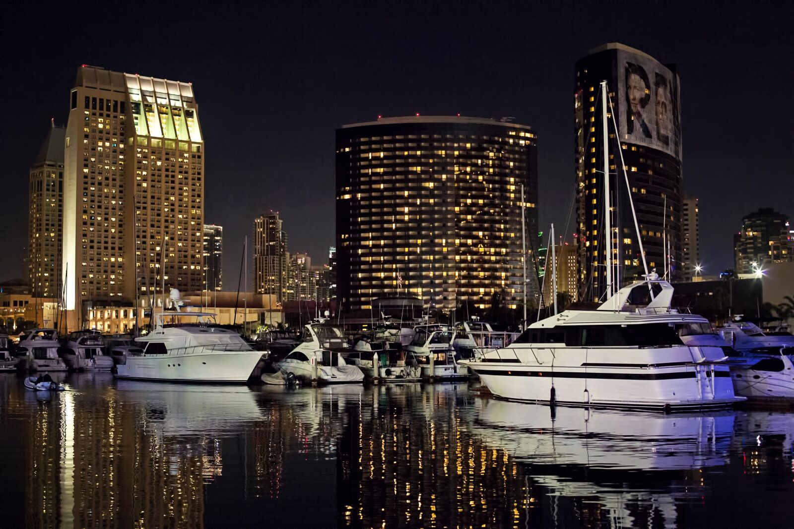 Canon EF 50mm F1.4 USM sample photo. San diego skyline, night photography