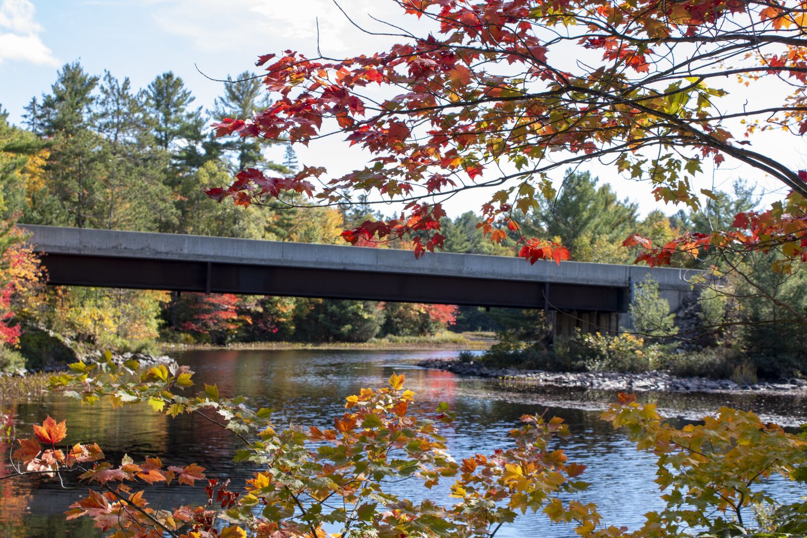 Canon EOS 70D + Canon EF-S 18-55mm F3.5-5.6 IS sample photo. Fall, water, bridge photography