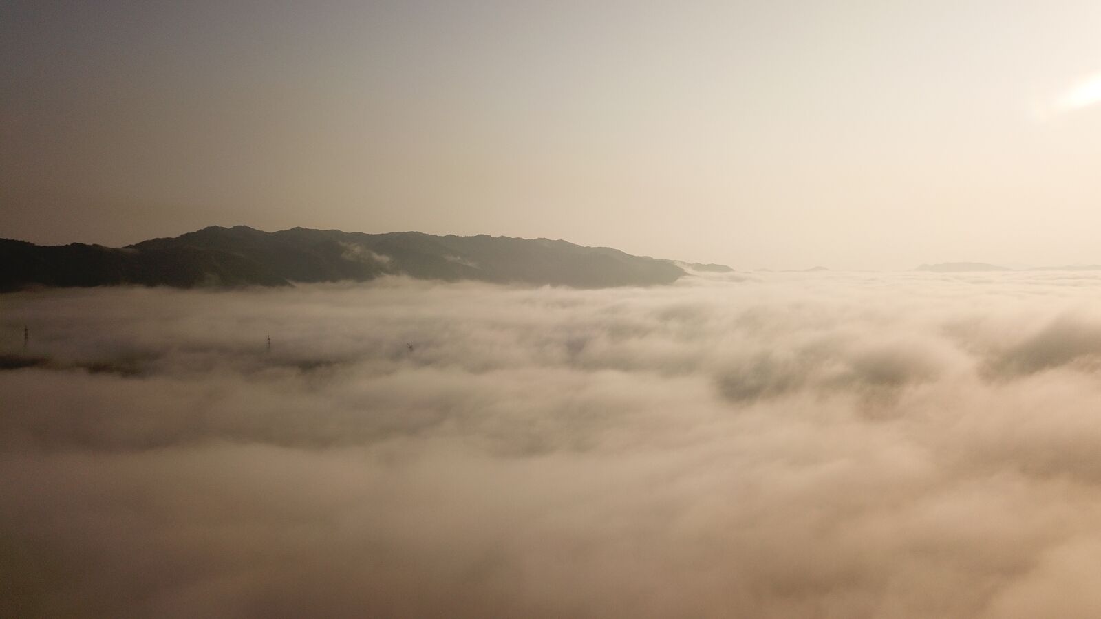 DJI FC220 sample photo. Dense fog, asahi, drone photography