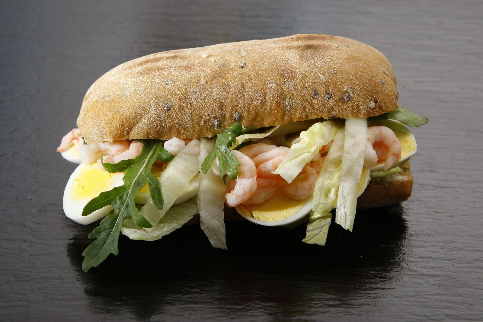 Canon EOS-1D Mark III sample photo. Sandwich, eggs, prawns photography