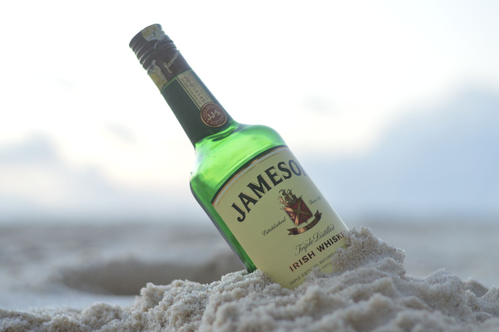 Nikon D3200 sample photo. Jameson, whisky, beach photography