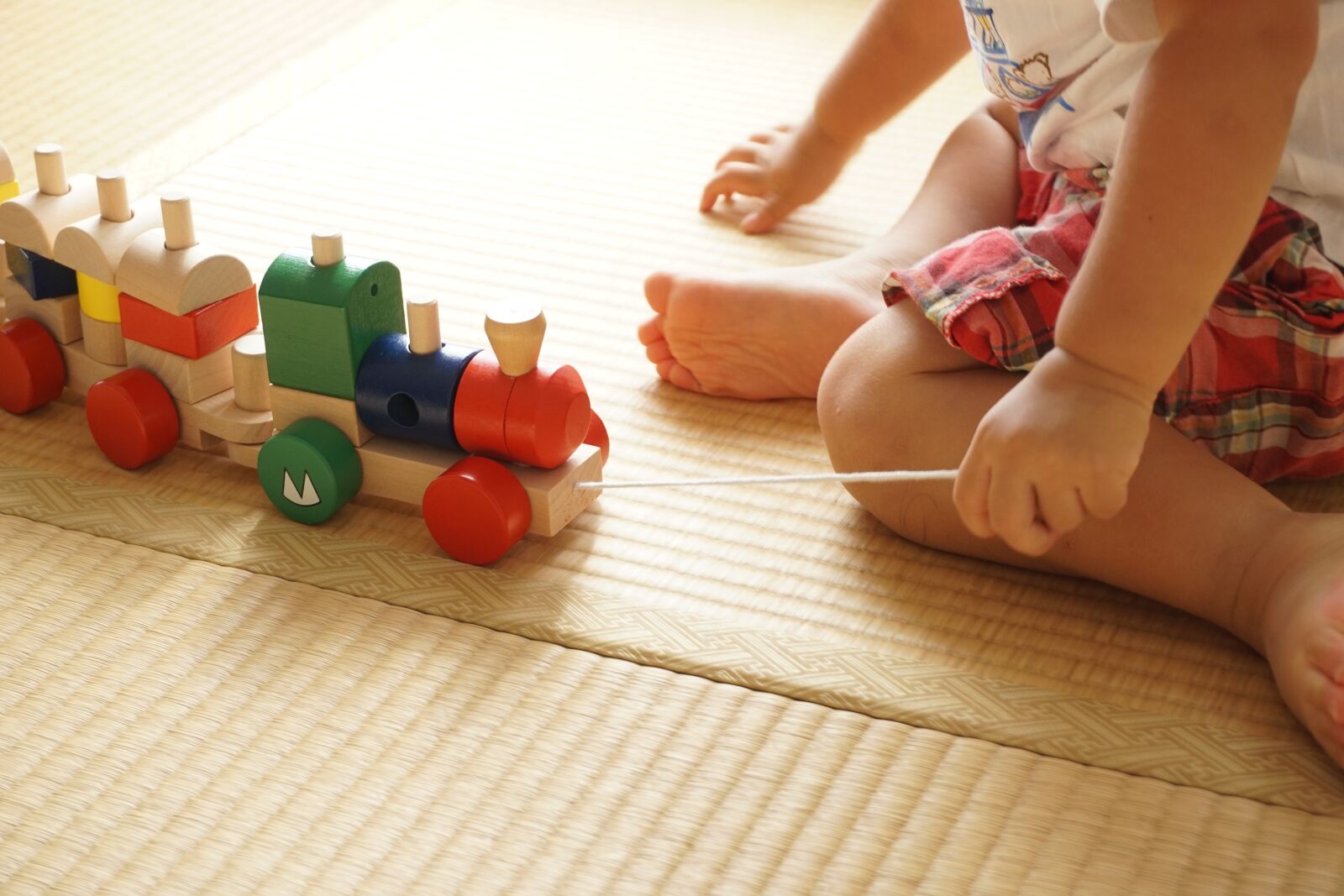 Sony a5100 sample photo. Toddler, building block, pull photography